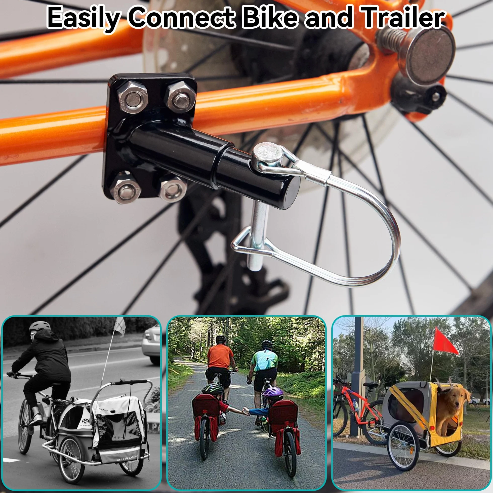 Attelage de remorque de vélo universel pour Schwinn et Instep - Connecteur en métal noir