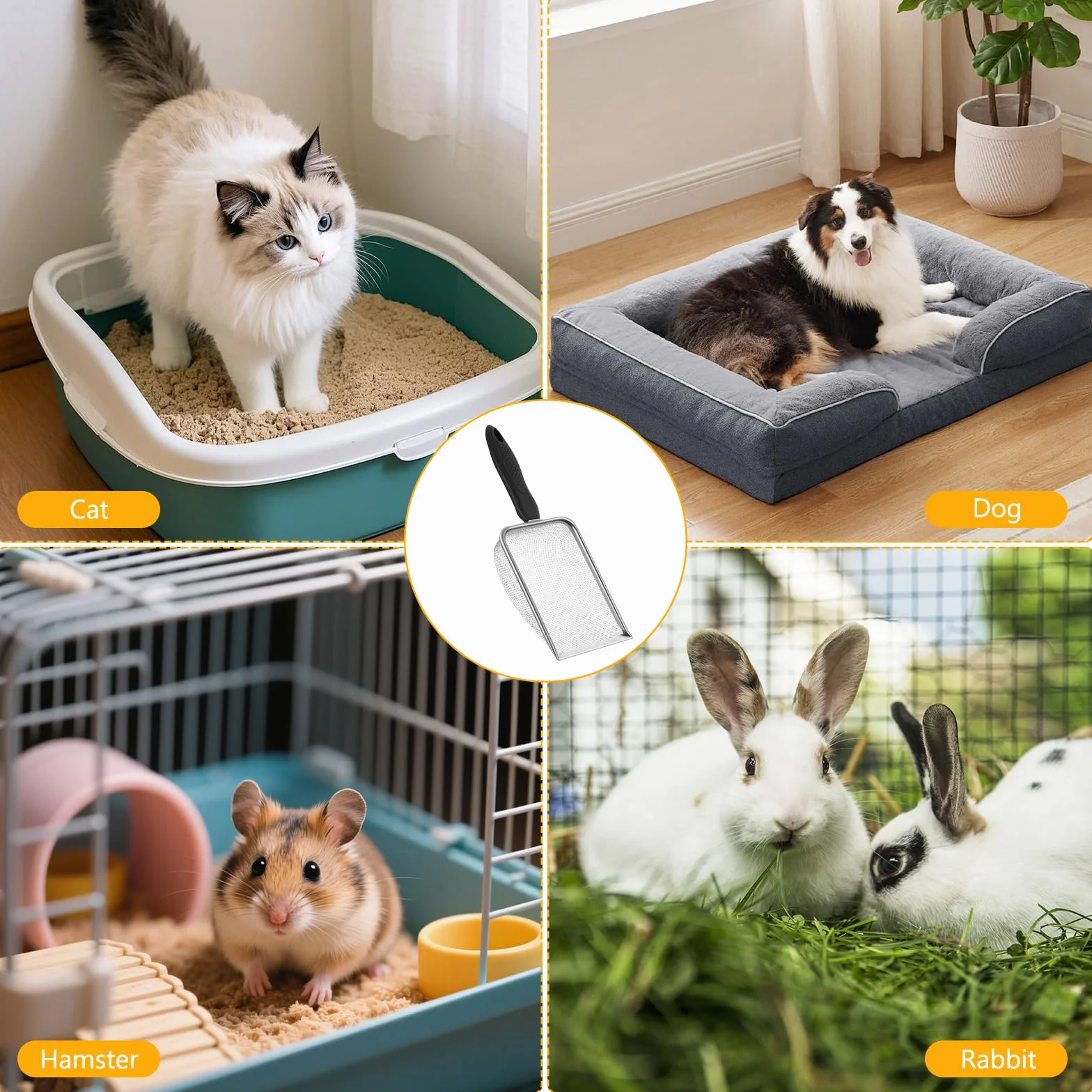 Lot de 2 pelles à sable en acier inoxydable pour reptiles, lézard, serpent, tortue et aquarium