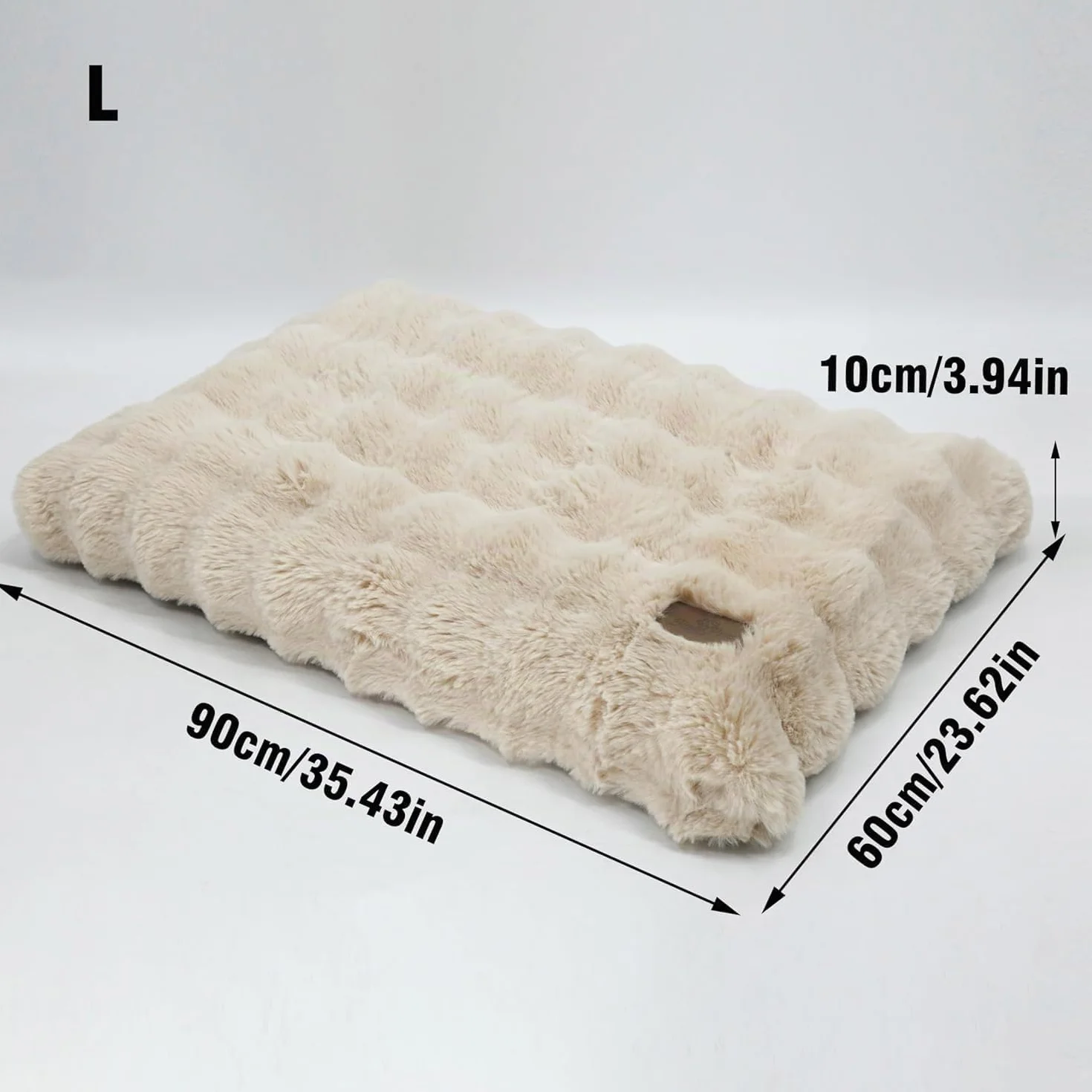 BingoPaw Panier Chien Grande Taille 90x60x10cm Coussin Déhoussable Lavable Machine Imperméable Tissu Peluche Doux Beige