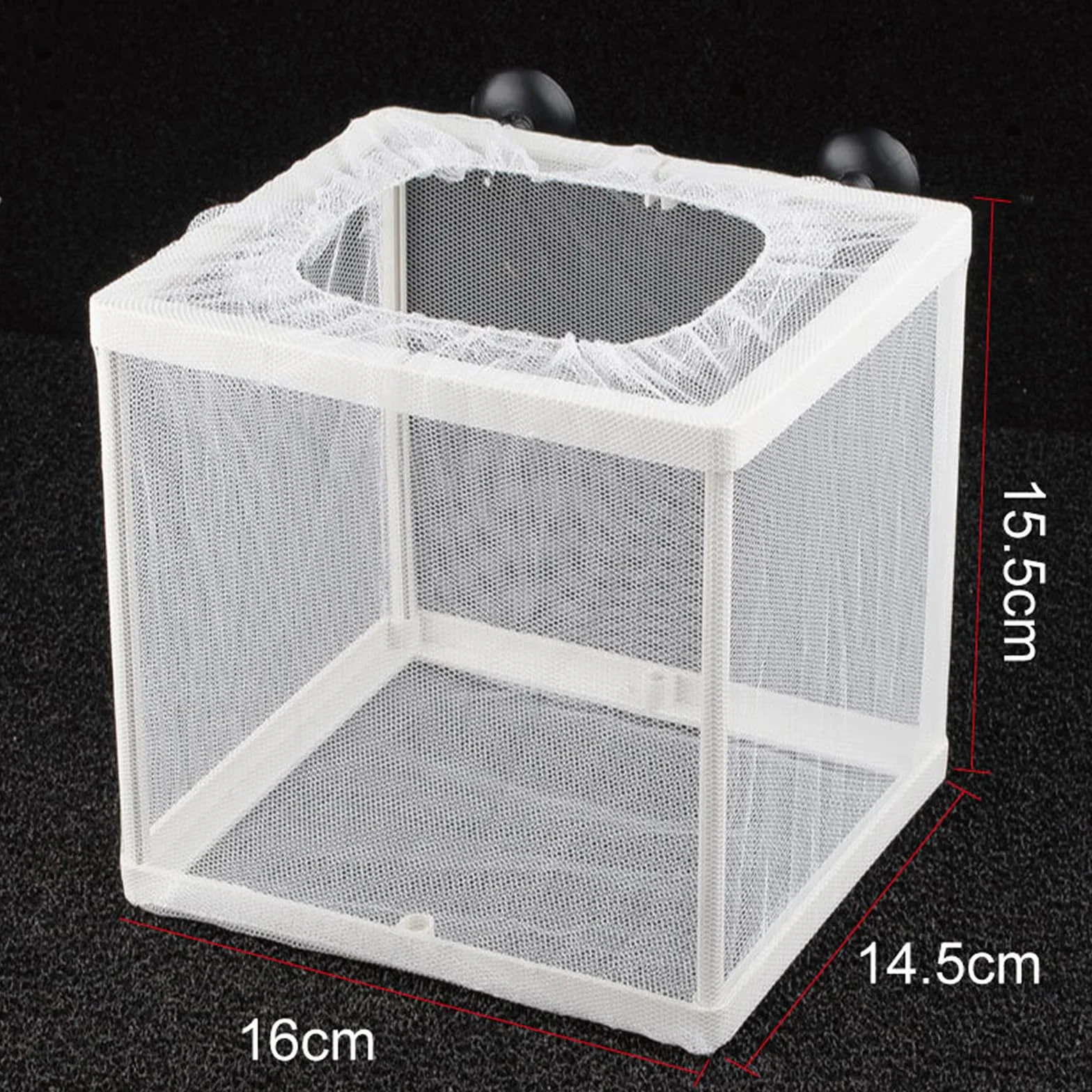 Pondoir Aquarium Filet d'Élevage de Poisson Couveuse, 2 Pièces, avec 4 Ventouses, 14,5 x 15,5 x 16cm