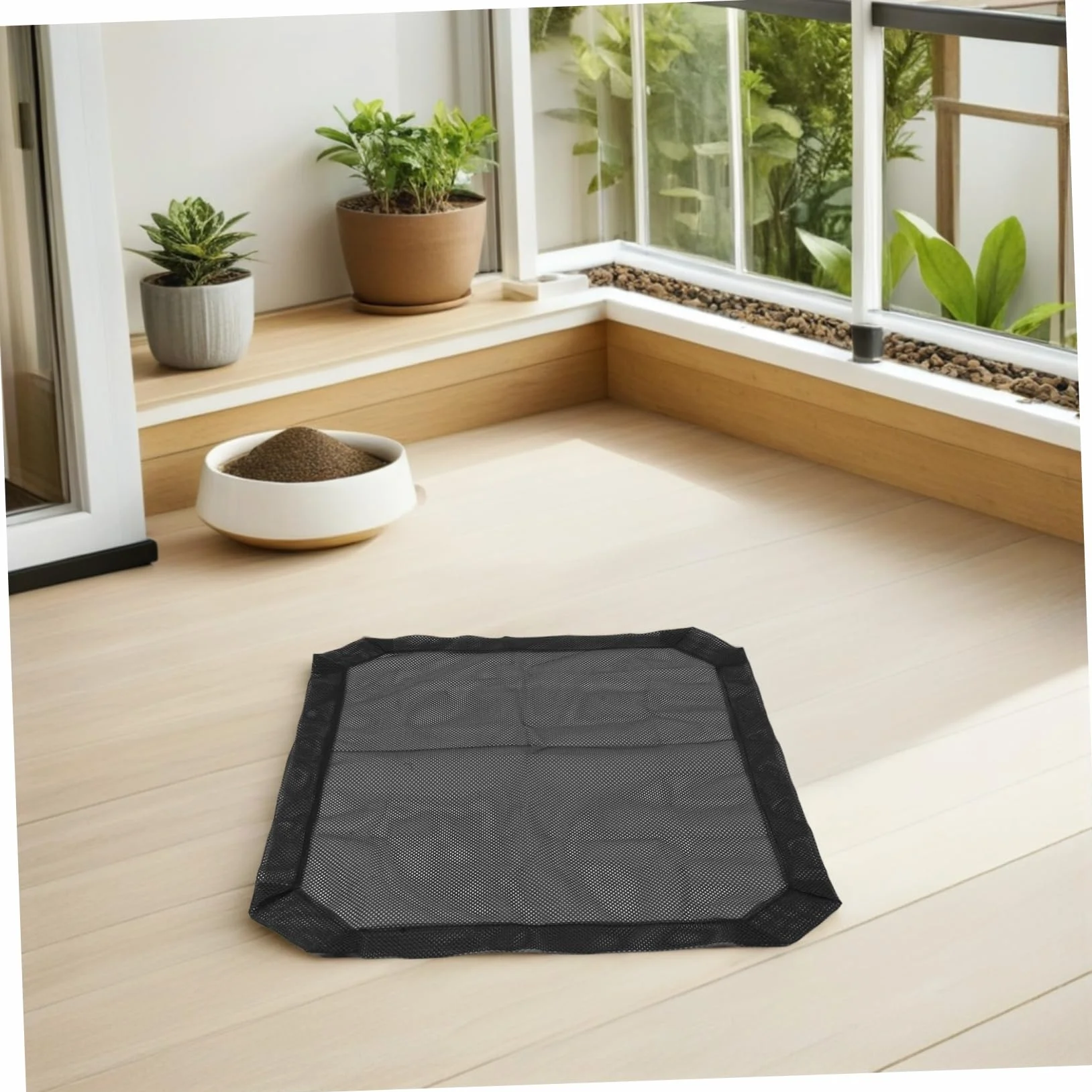 TOYANDONA Housse de Lit pour Animaux en Tissu Mesh Noir Rectangulaire pour Quatre Saisons