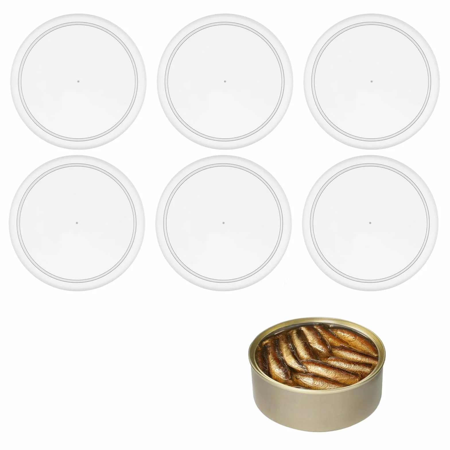 Couvercles de Boîtes,6 PCS Couvercles en Plastique Transparent Hermétiques pour Aliments pour Animaux,Réutilisables,Universels pour La Conservation des Aliments,Chiens et Chats,75 mm