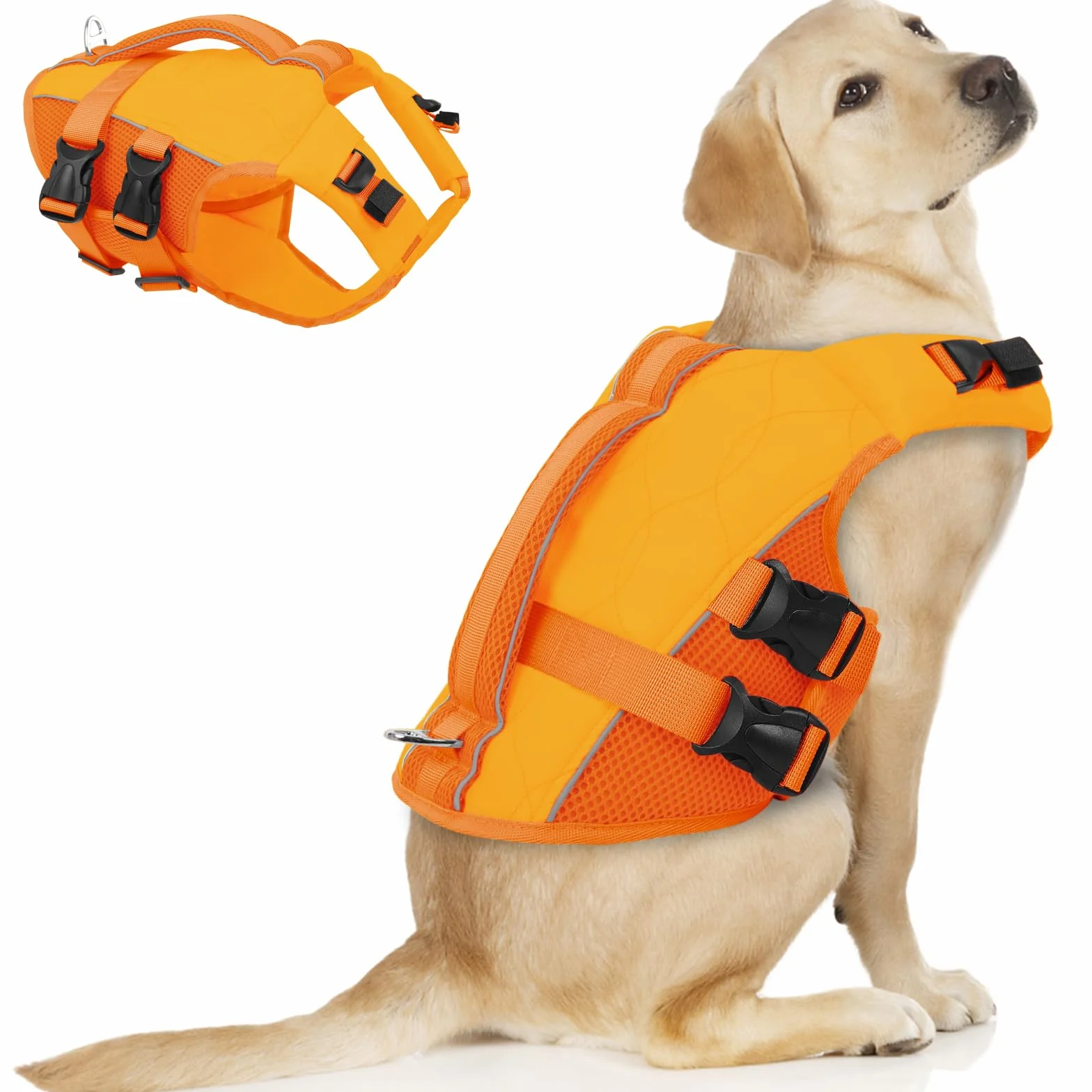 Gilet de Sauvetage pour Chien Taille L Grands Chiens Haute Flottabilité Réfléchissant Natation Plage Bateau