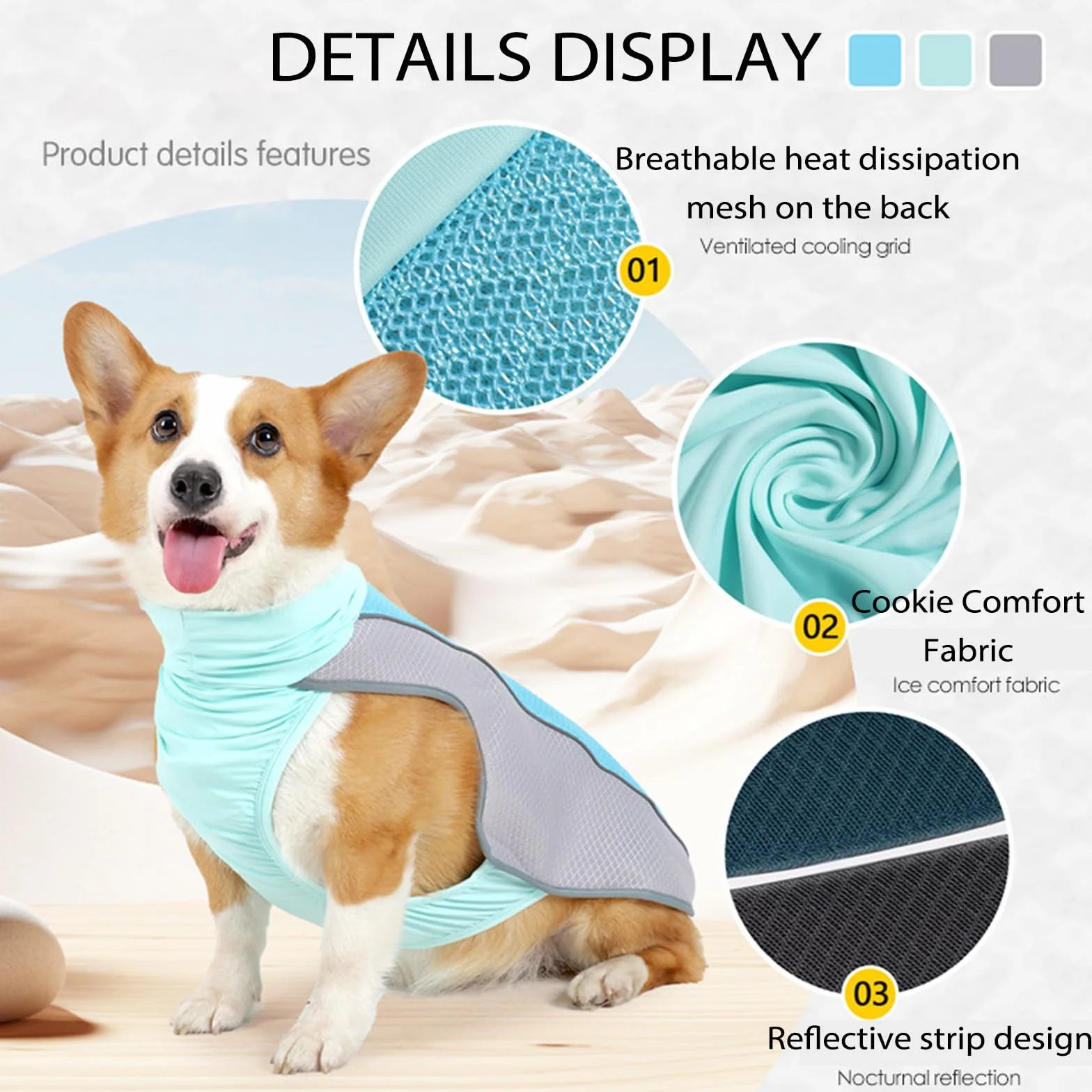 Gilet Rafraîchissant pour Chien, Manteau de Refroidissement UV pour Promenade Plages Activités Extérieures (M)