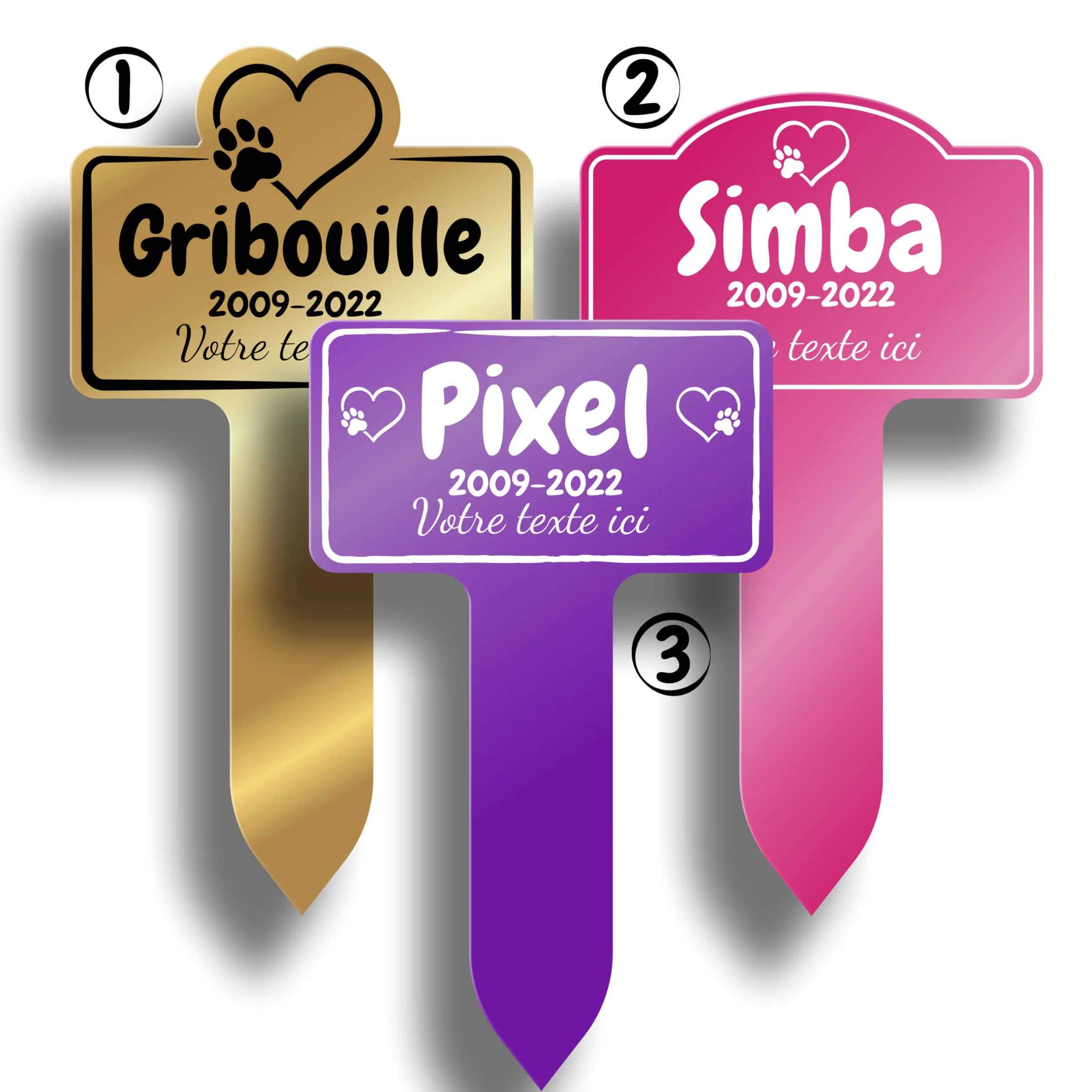 Plaque Funéraire Animaux Stèle Commémorative Personnalisable PVC Modèle 1 Blanc Texte Noir
