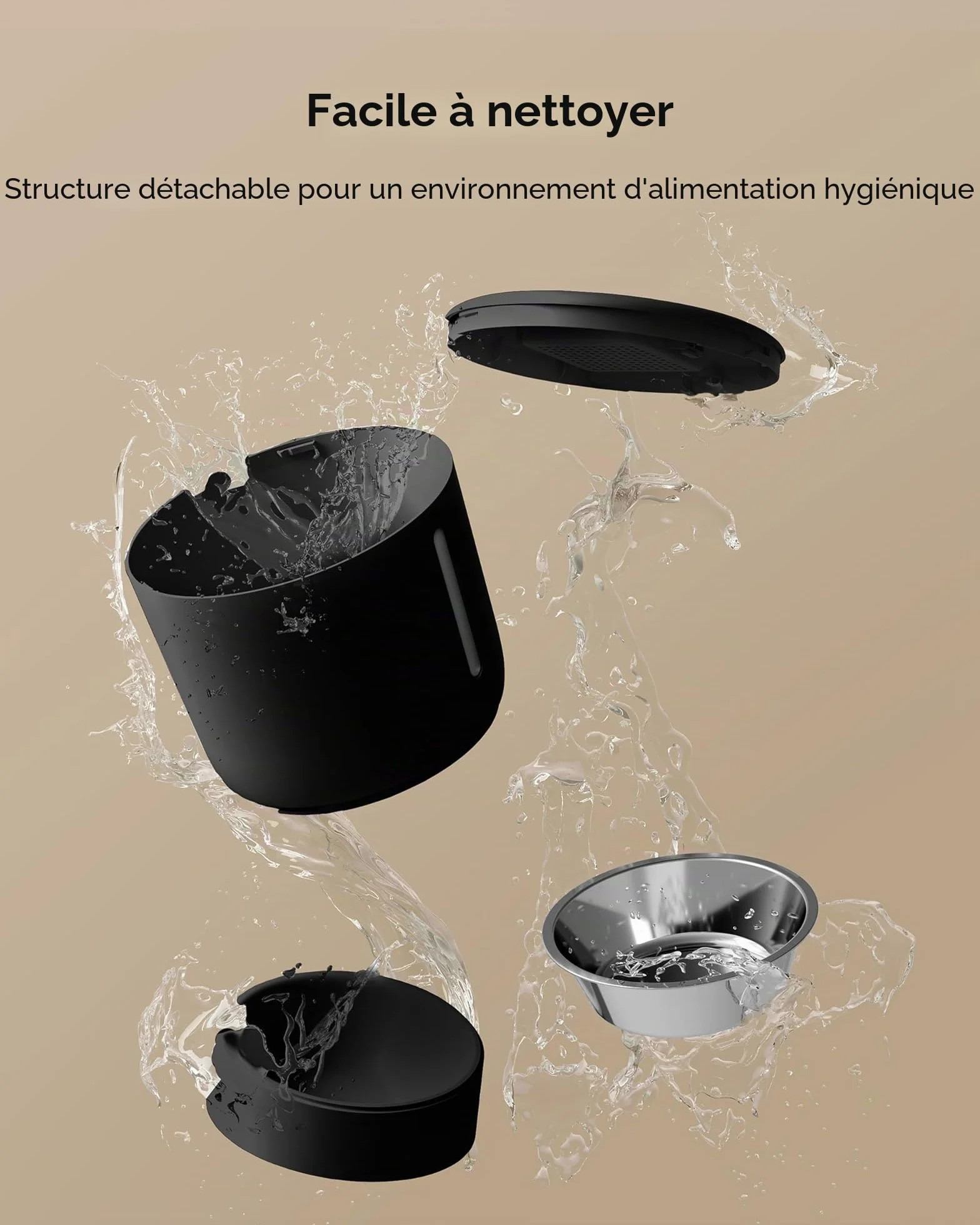 Faroro Distributeur Croquettes Chat Automatique 4L avec Contrôle des Portions, Enregistrement Vocal 10s, Alimentation Lente Noir