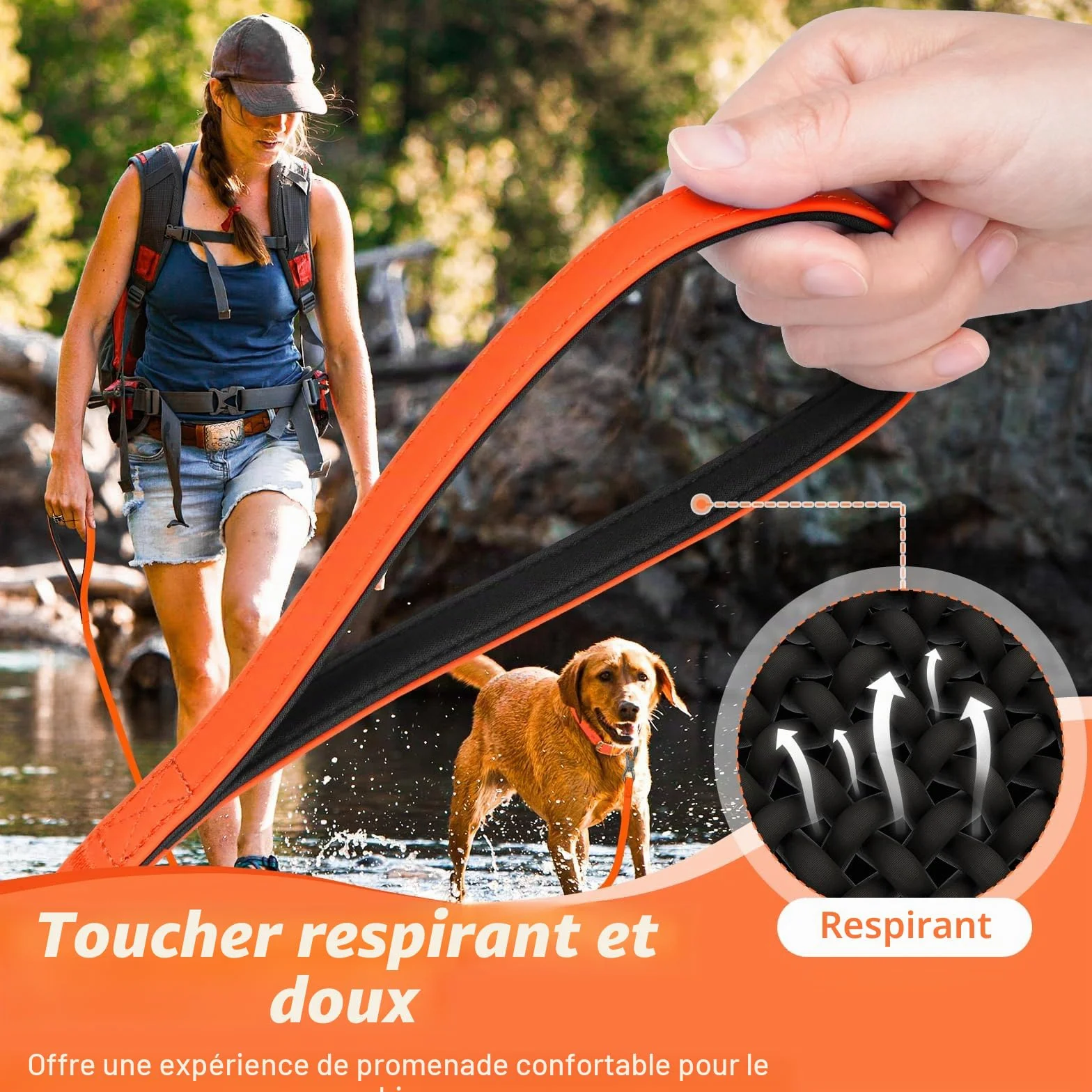 Laisse pour Chien XBEN, Longe de Dressage étanche 3-30M, Mousqueton Verrouillable, Orange