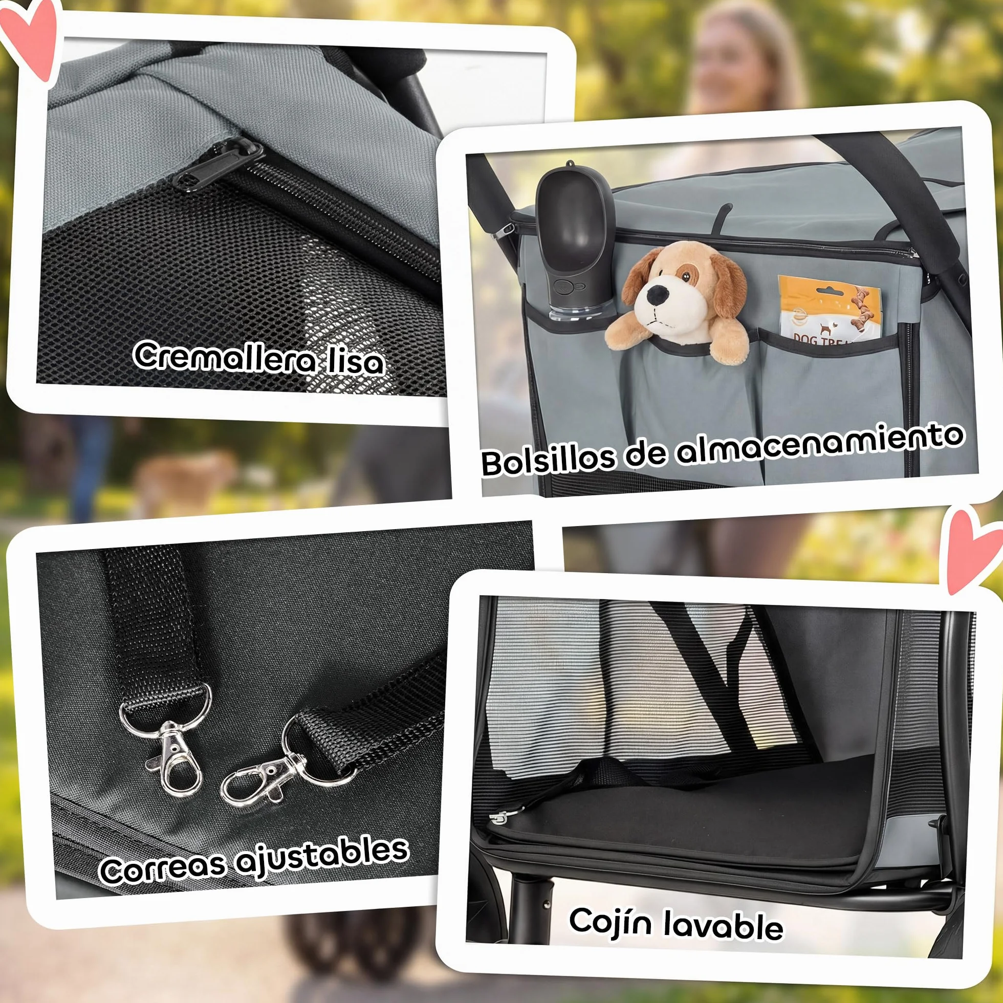 PawHut Poussette pour chiens 3 roues tout terrain charge 20 kg 92 x 63 x 95