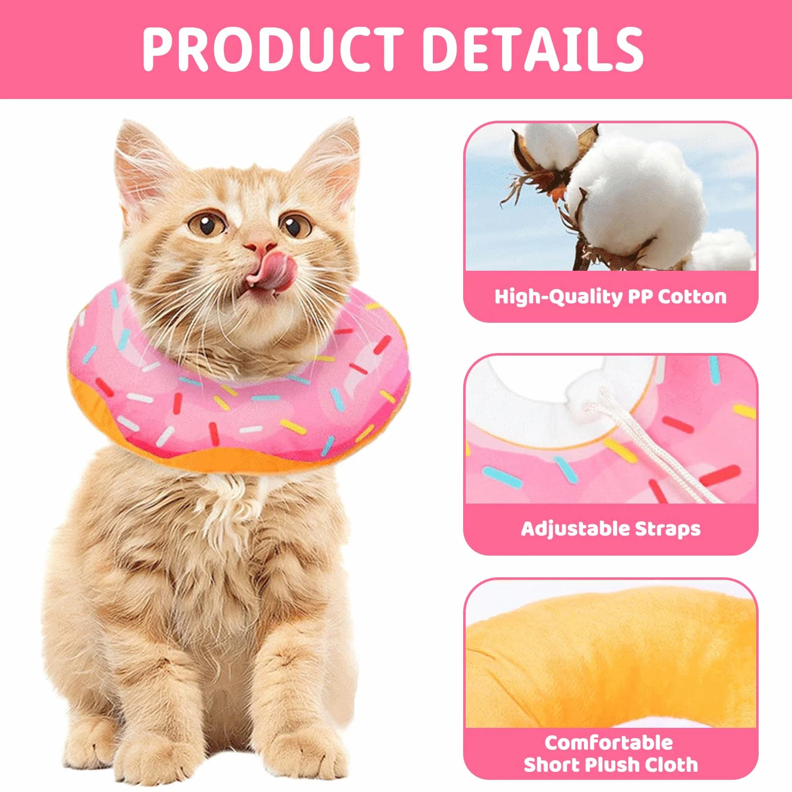 Collerette Chat en Coton Suédé Respirant Anti-Lechage Anti-Grattage Souple pour Chiens et Chats