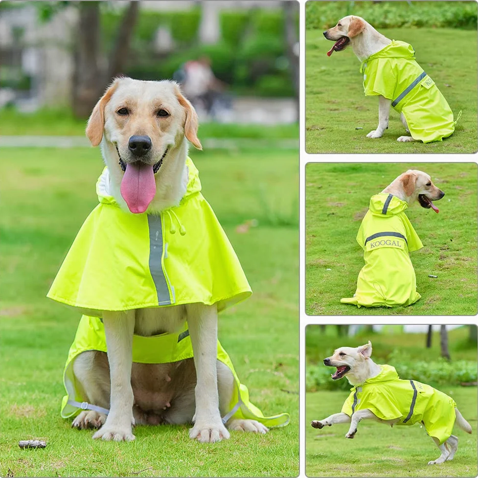 Manteau de pluie imperméable pour chien de taille moyenne et grande (vert fluo, taille 5XL)