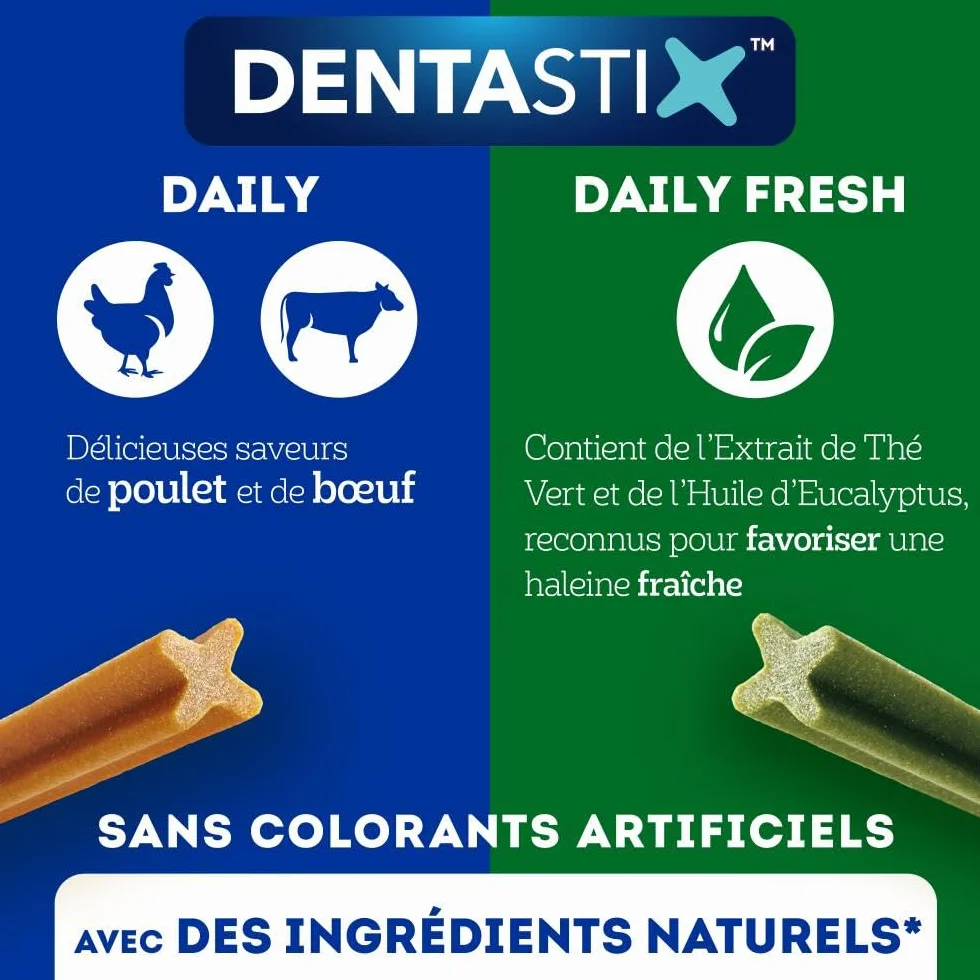 PEDIGREE DENTASTIX 56 Bâtonnets à Mâcher pour Petits Chiens 5-10kg, Saveur Poulet et Bœuf