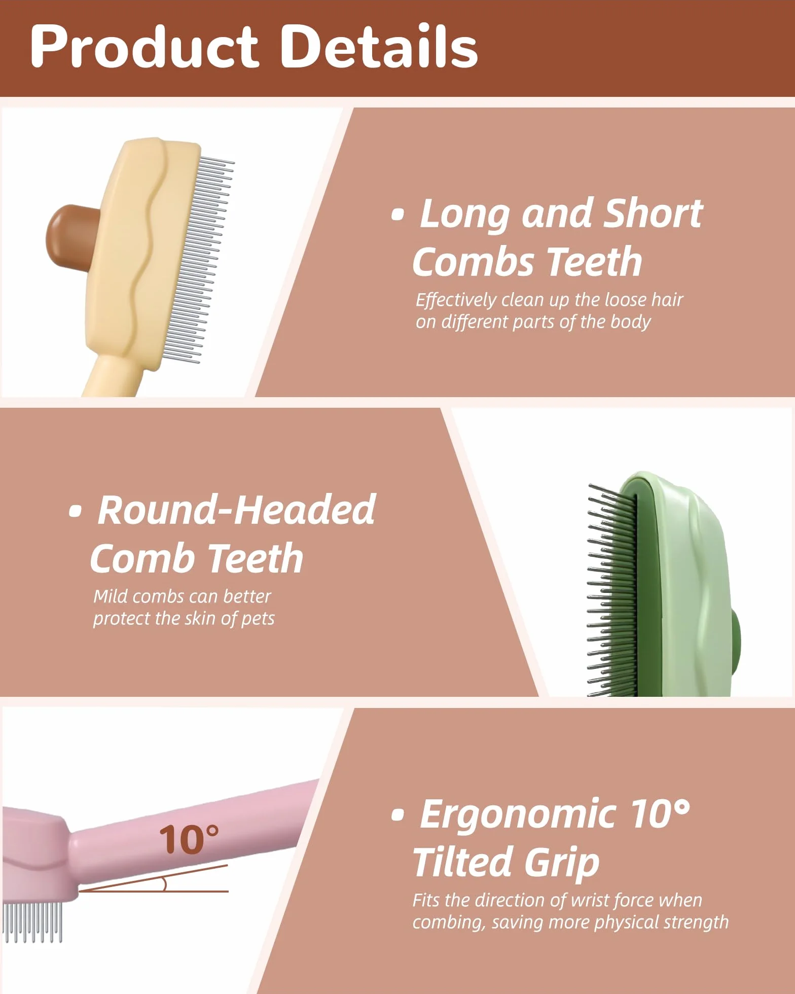 Brosses de Toilettage pour Chat et Chien Poil avec Bouton Release, Peigne D'épilation pour Animaux (Rose)
