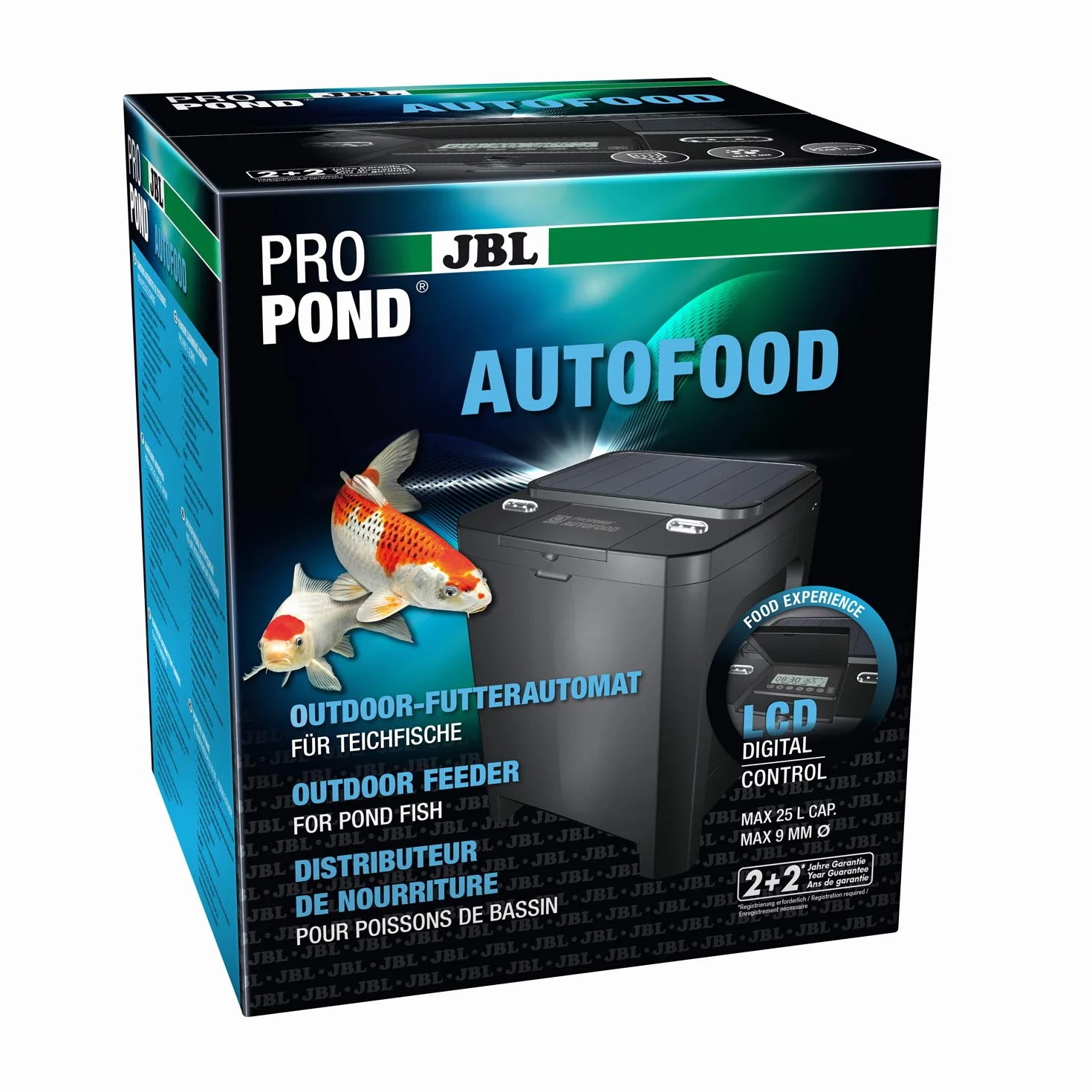 JBL PROPOND AUTOFOOD Distributeur Automatique de Nourriture Solaire pour Poissons de Bassin, 37,5 x 37,5 x 46,2 cm, Noir