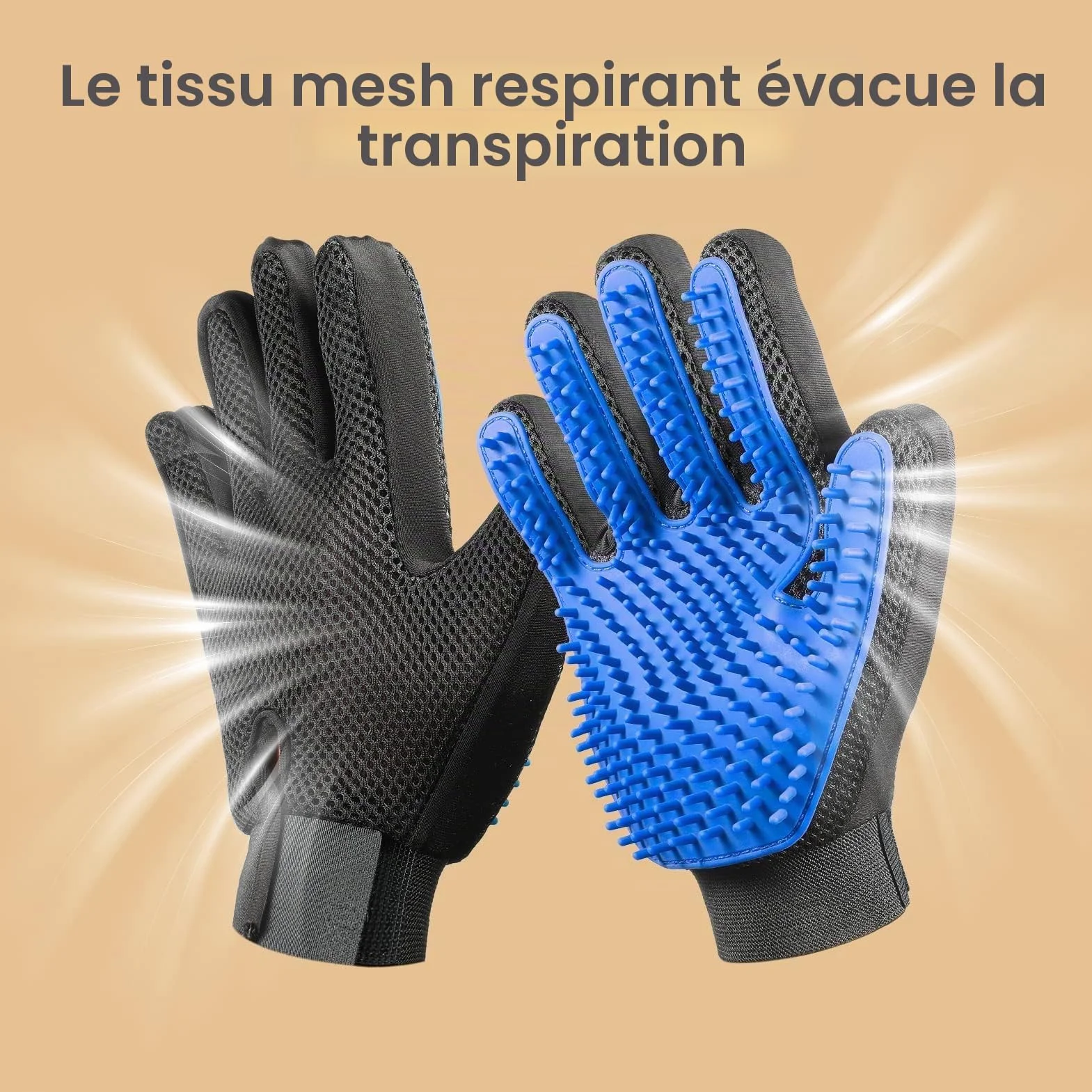 Gant de toilettage pour animaux de compagnie, doux, efficace pour enlever les poils, démêlage et massage