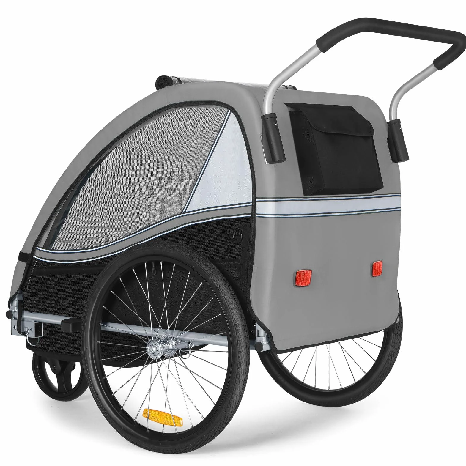 Tiggo Remorque pour Enfants 2 en1 Vélo Poussette Buggy 360° Roue Avant Ceinture Sécurité 5 Points