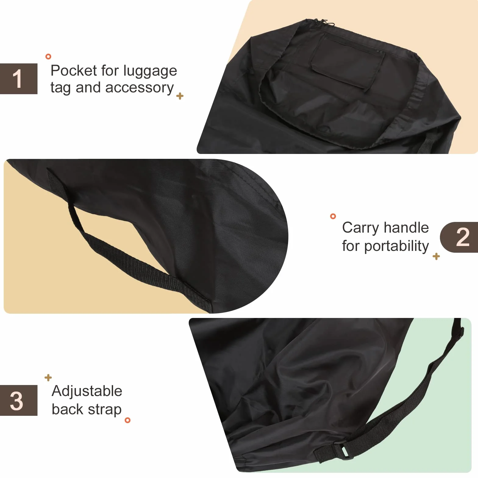 LIHAO Sac de Transport Universel pour Poussette, Housse Bébé Landau avec Bandoulière, Sac de Voyage Résistant Portable Avion Train