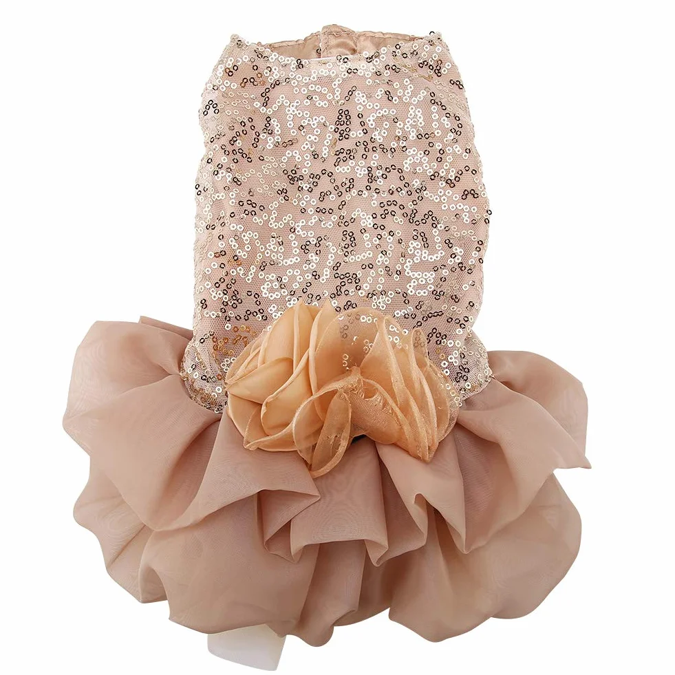 Costume de Chien Sequin Tutu Jupe Élégant pour Petits Chiens (Gold L)