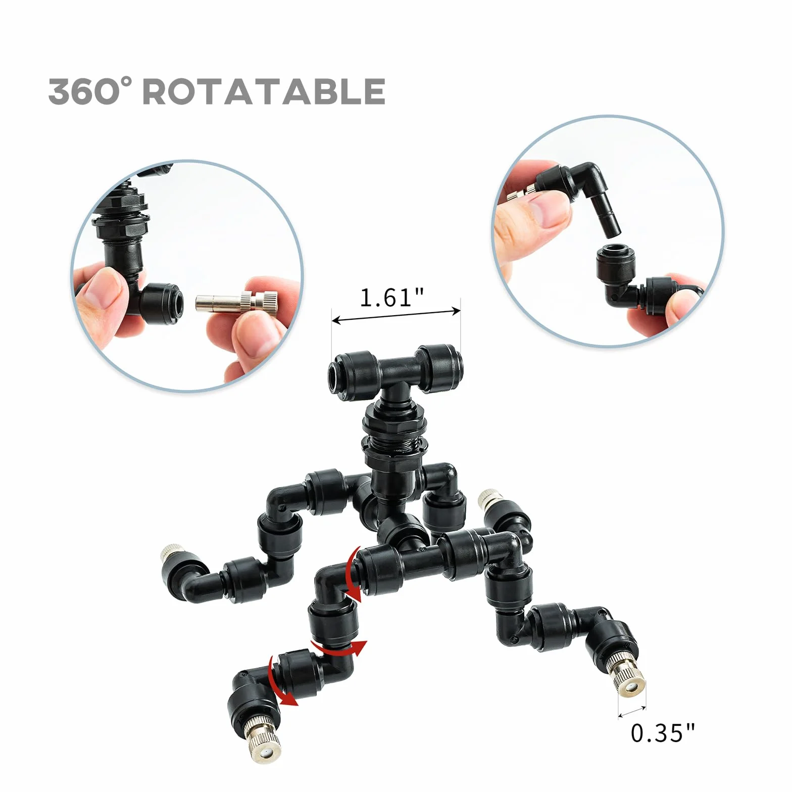 VEXPLO Buse de terrarium réglable 360° pour reptiles - Brumisateur quatre têtes Noir