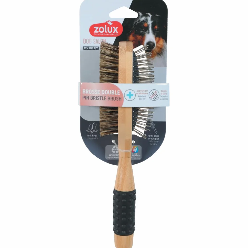 Zolux Brosse Double 24.5 cm pour Chien à Poils Longs