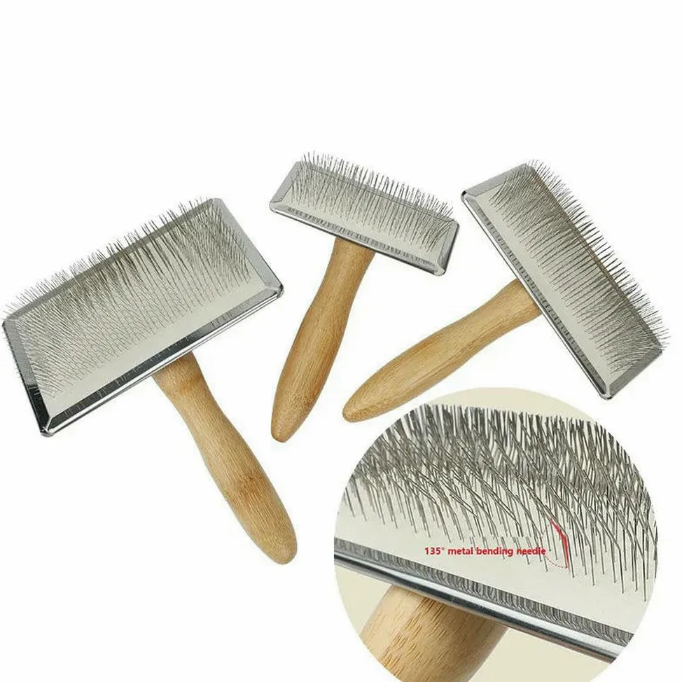 DYRBF Brosse peigne pour chien à poils longs Brosse pour chat Brosse de voiture Poils d'animaux en bois massif Brosse de massage pour chat Brosse de toilettage pour animaux domestiques