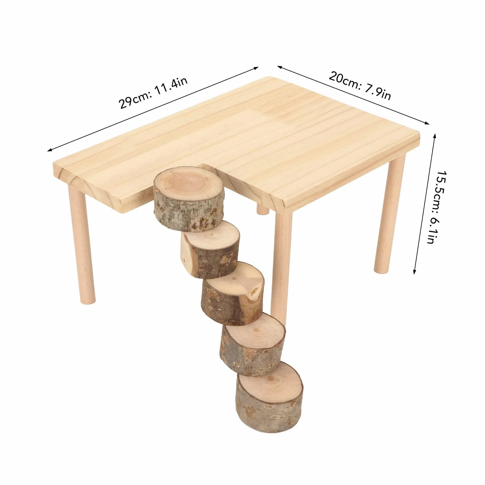 Plateforme d'escalade pour Hamster 29x20x15,5cm en Bois avec échelle perchoir Accessoires Cage Jouet
