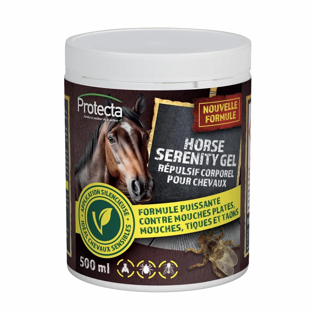 Protecta Gel Répulsif Mouches Chevaux 500 ml - Extraits de Plantes Protection Yeux Oreilles