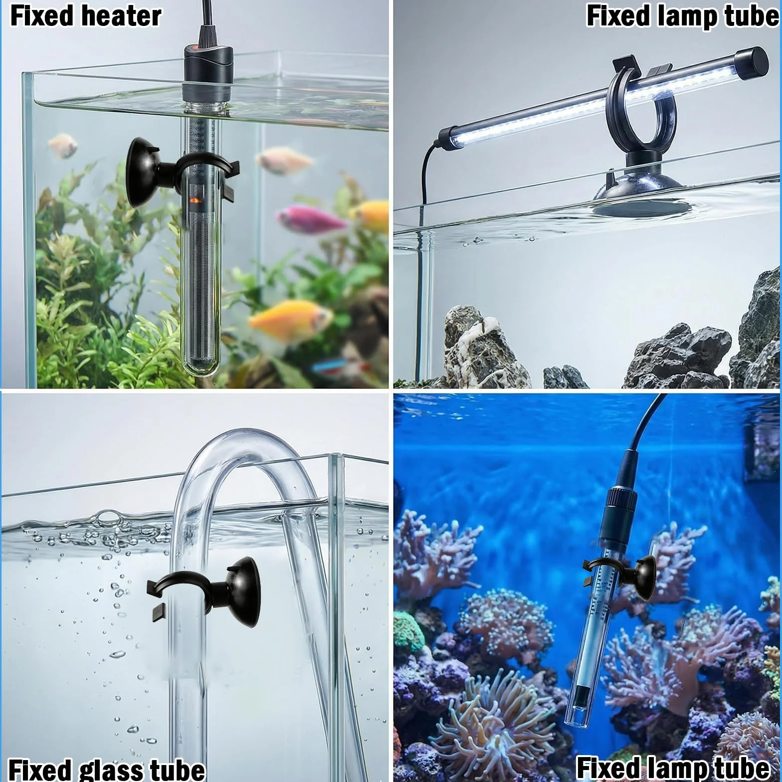 Lot de 25 Ventouses pour Chauffage d'Aquarium, Supports de Ventouse et Clips de Fixation Noirs - Accessoires Aquarium, Ventouse Aquarium, Tuyau Aquarium