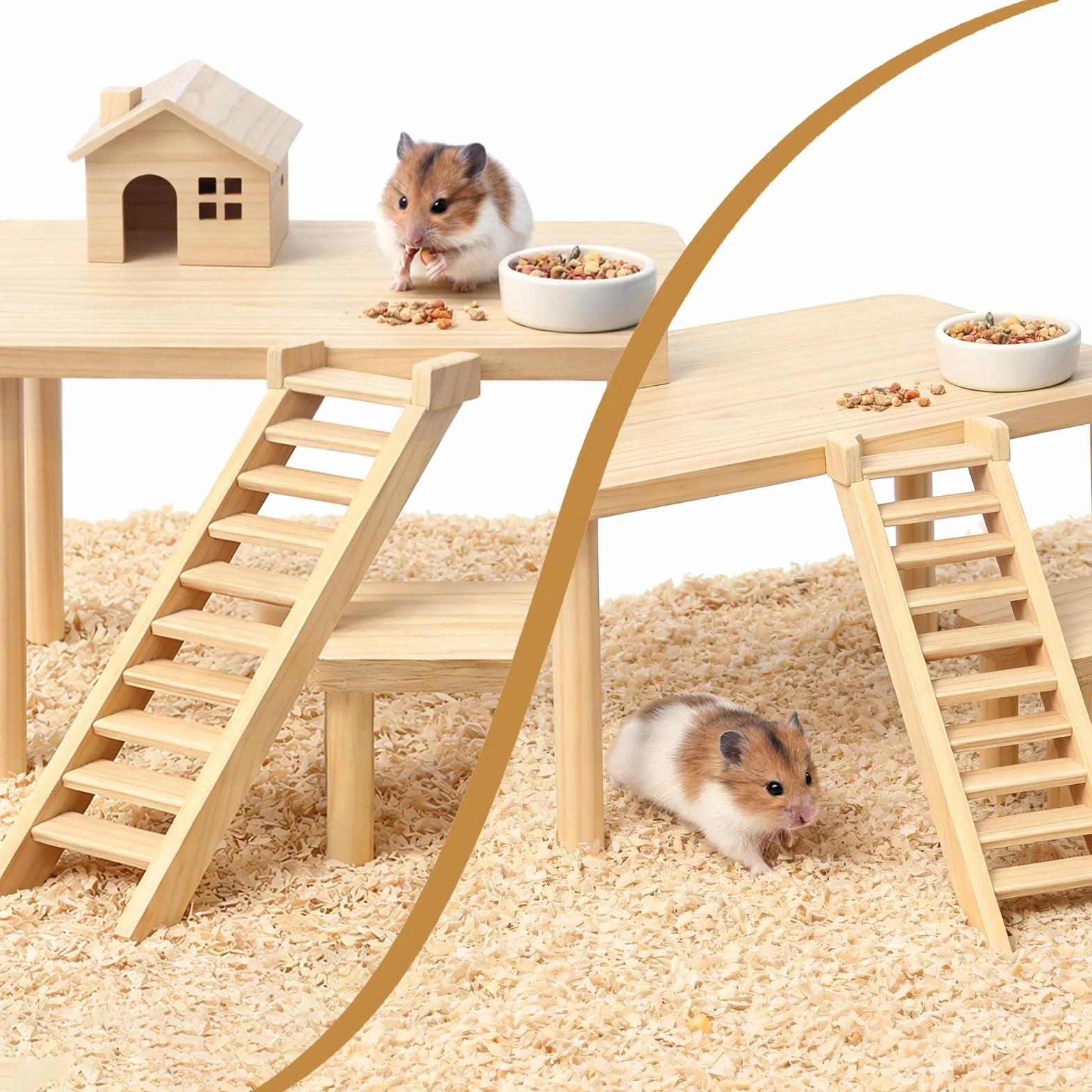 Accessoires pour hamster plates-formes en bois de pin escalade équilibre 25x14x12 cm 15x9x8 cm