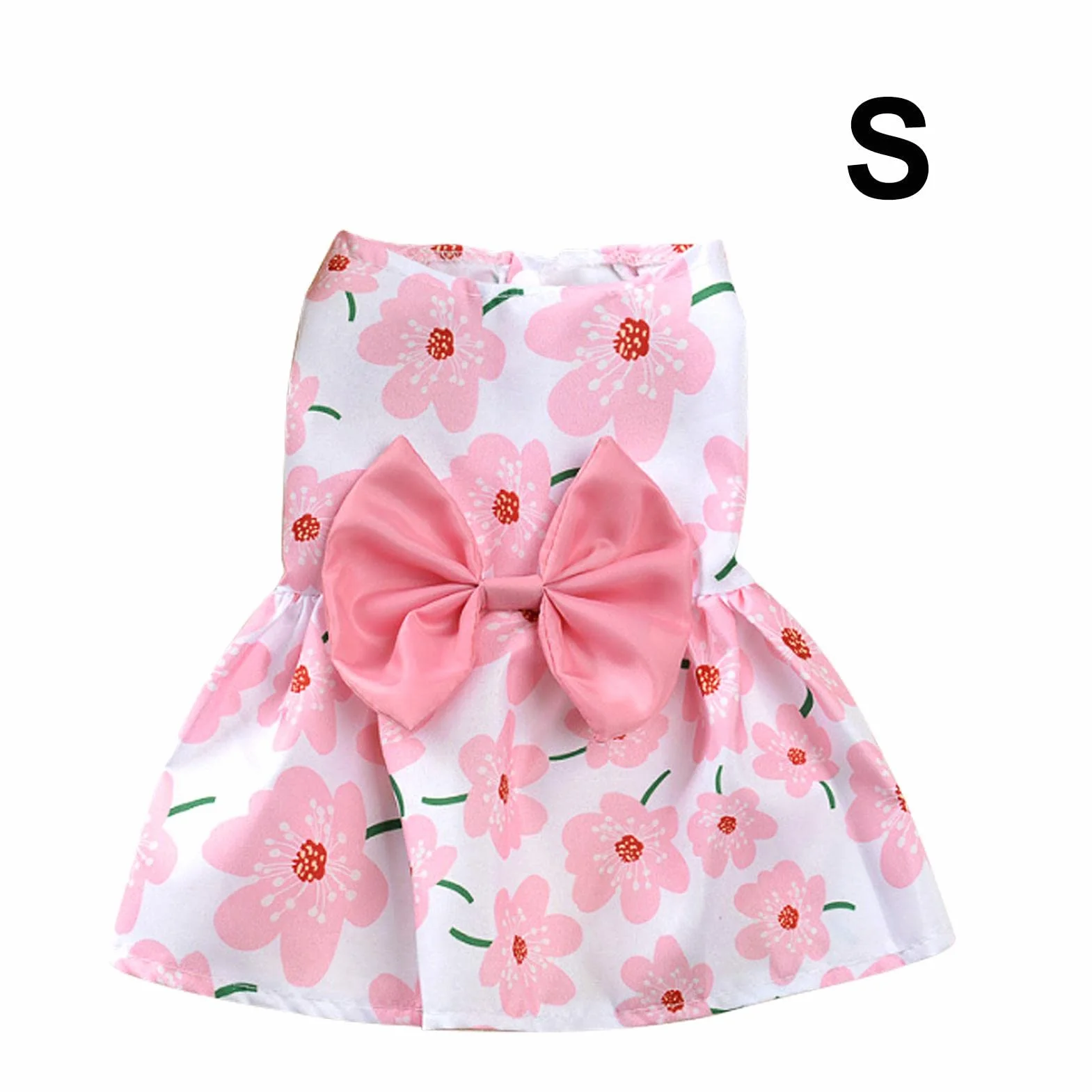 Robe pour chien avec nœud et fleurs décoratives – été mignonne pour chihuahua Yorkie taille XS bleu