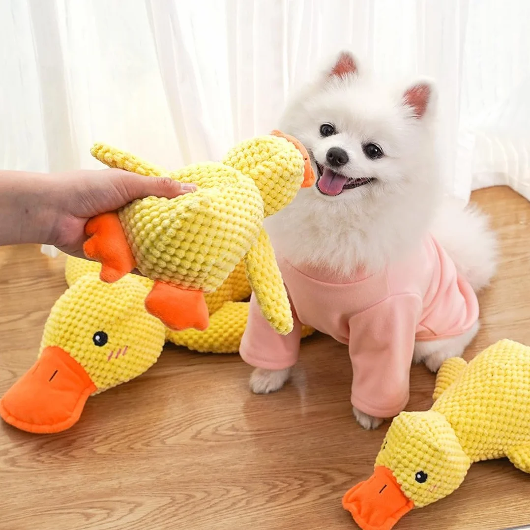 Peluche Anti-Stress Ente pour Chien Indestructible avec Design Sécurisé Jaune