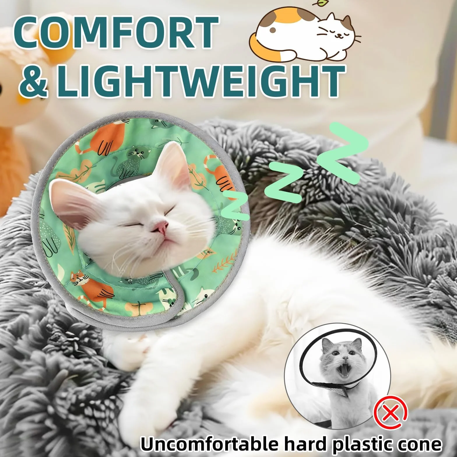 Collerette Chat Anti Léchage Réglable Pliable Doux Après Chirurgie Élisabeth Collier Cône Chats Petits Chiens Vert Menthe L