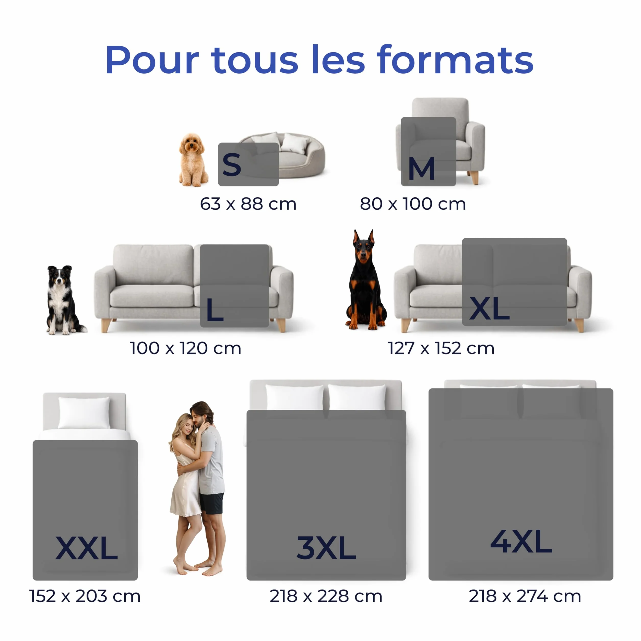 Dreamzie Couverture Chien Imperméable 100x120cm Polaire Réversible Lavable en Machine Gris foncé