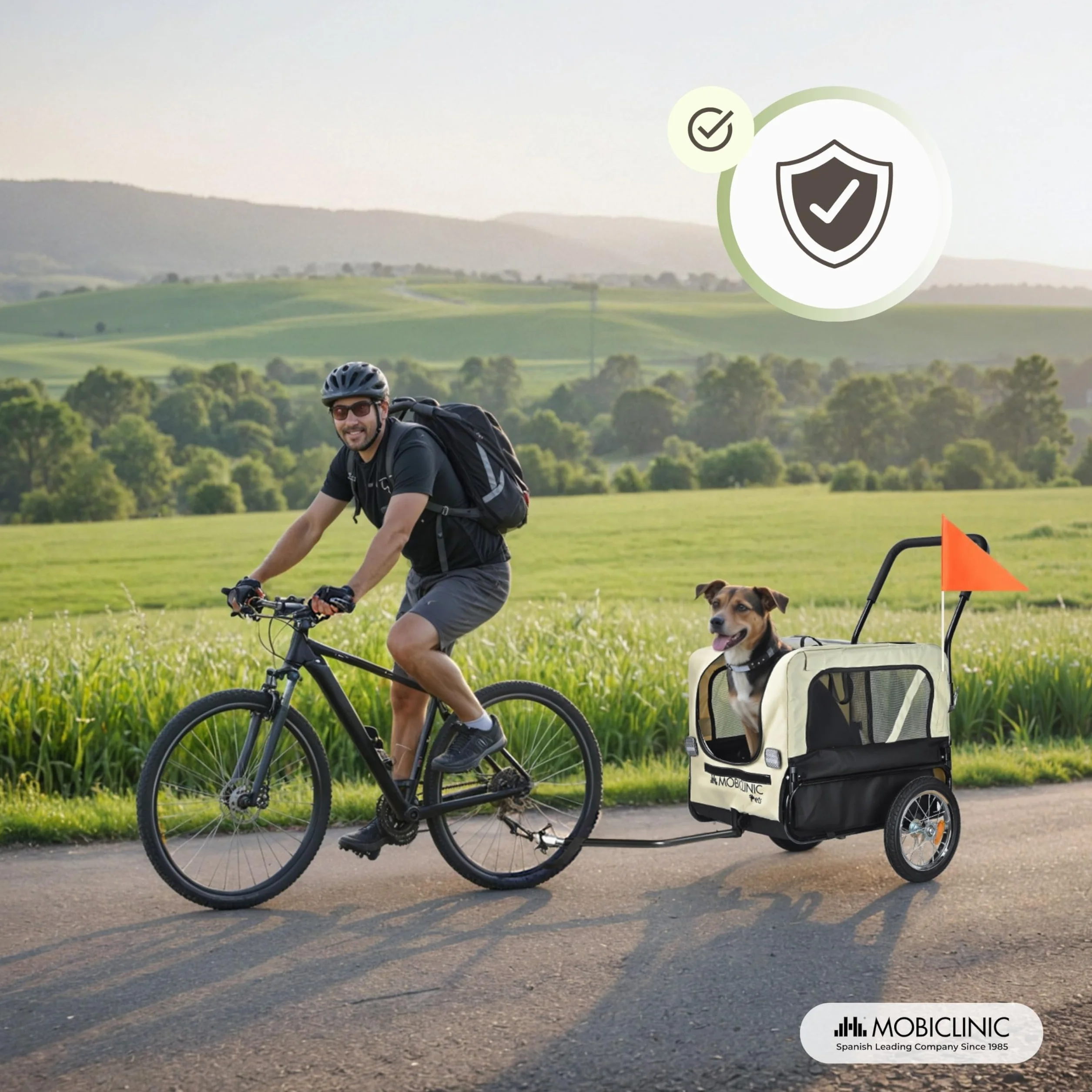 Mobiclinic® Remorque Vélo pour Chien 2 en 1, Jusqu'à 40 kg, Tissu Oxford 600D, 123x67x100 cm
