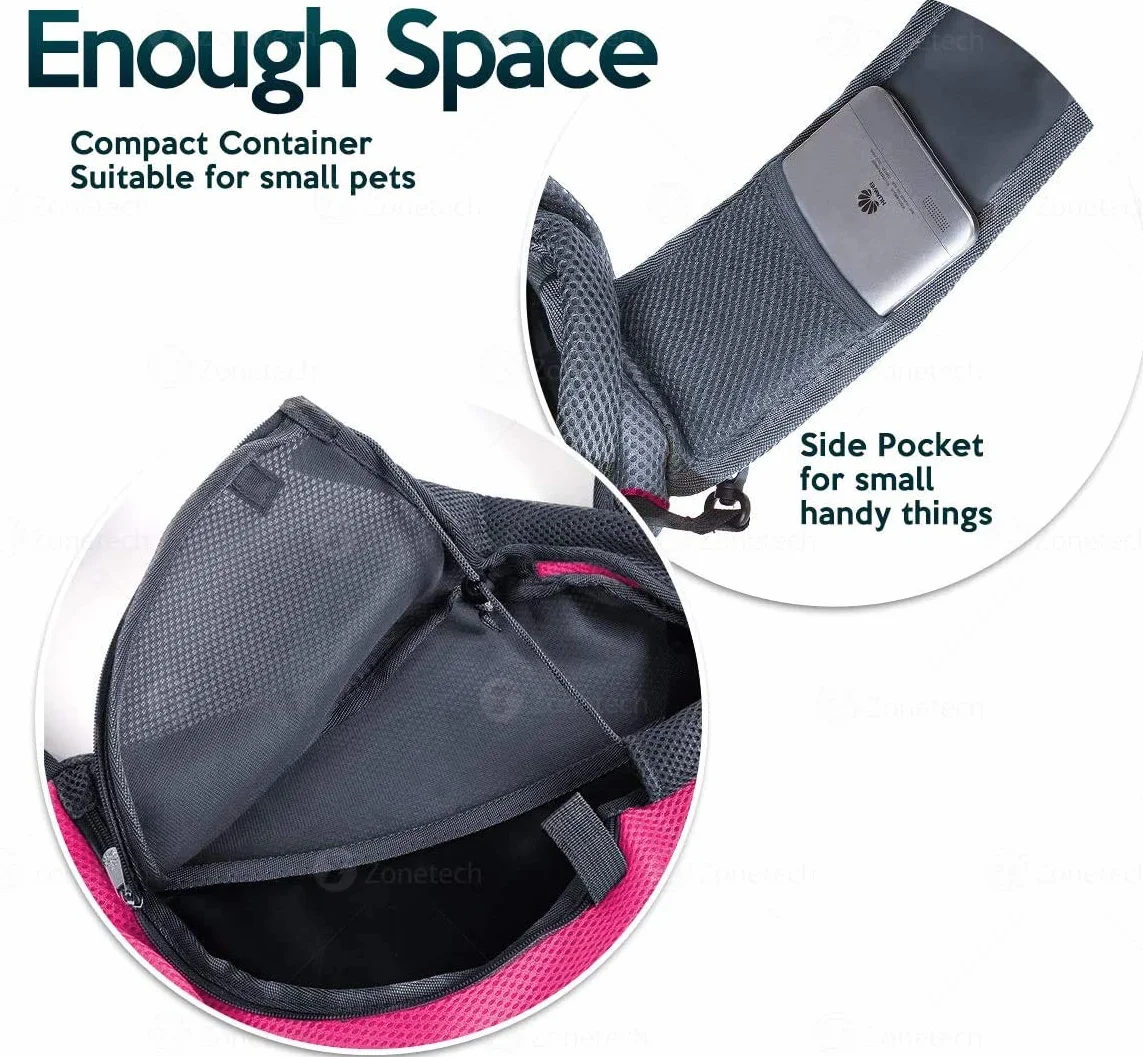 Sac de transport pour animal domestique en maille mains libres réglable rembourré avec poche et crochet