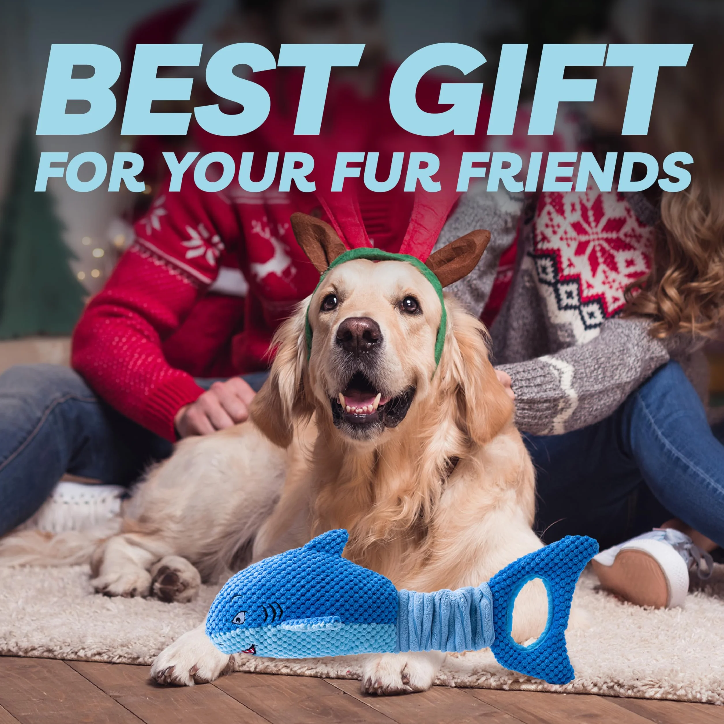 Jouets pour chiens de grande taille couineurs à mâcher en peluche requin interactif
