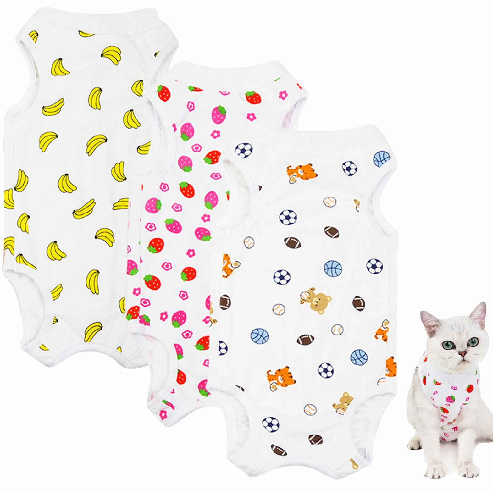 Body Chat Post Operatoire Femelle, Body pour Chat AprèS StéRilisation, Respirant, M (2.5-3.5 kg)