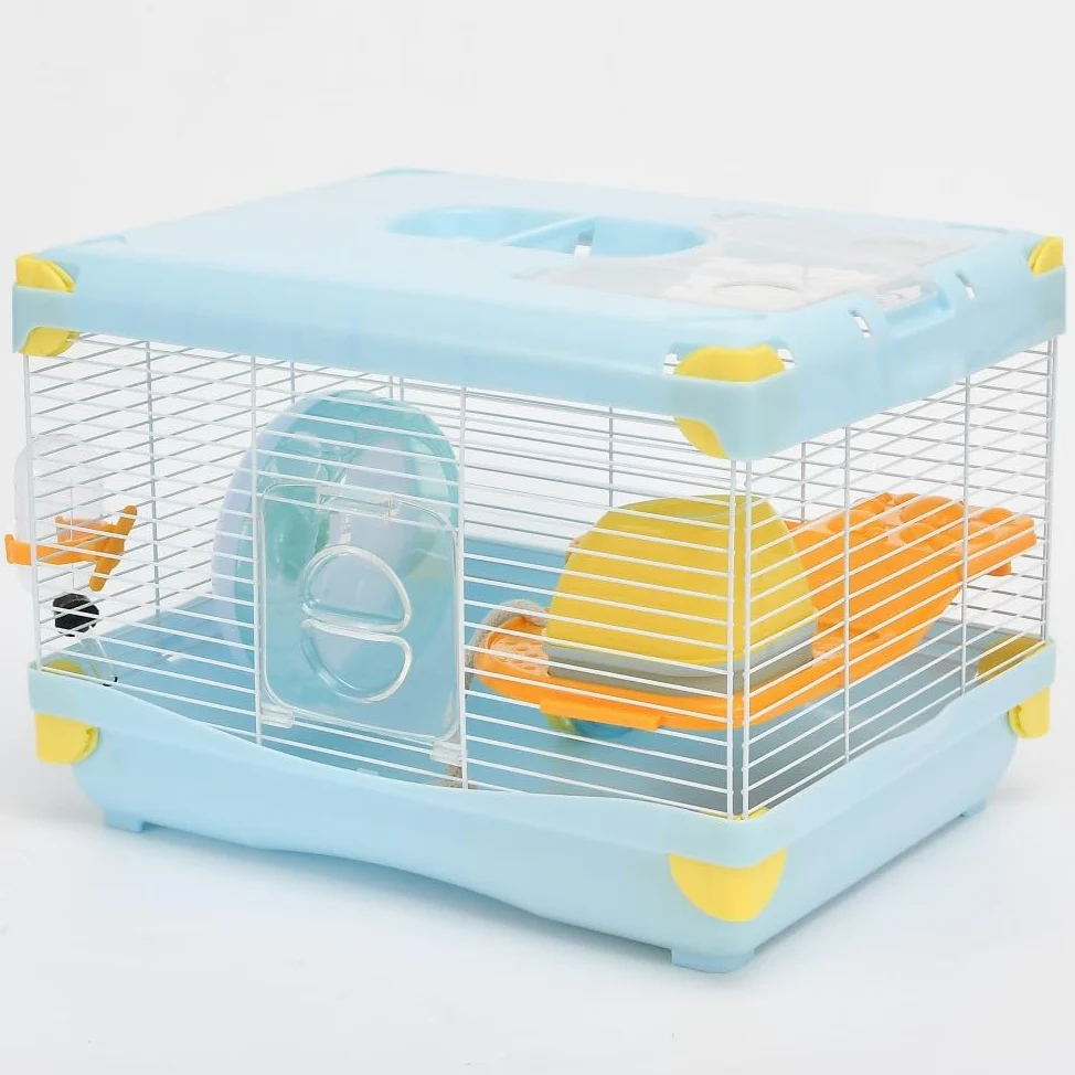 Cage à hamster pour petits animaux 2 couches transparente avec plateau spacieux, facile à nettoyer, respirante, facile à nettoyer. Dimensions : 36 x 26 x 25 cm (l x L x H). Convient pour les petits