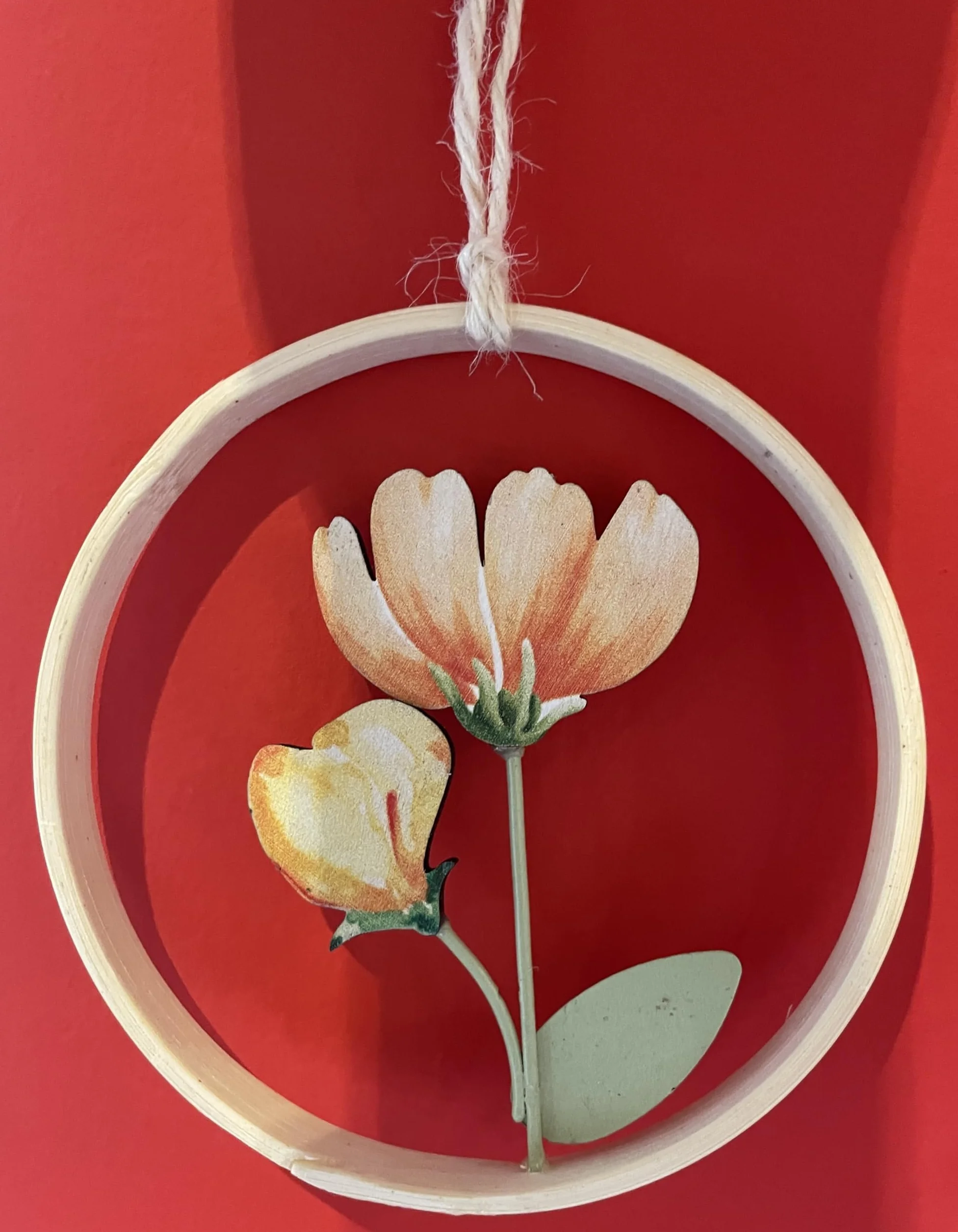 Lot de 3 décorations de printemps en bois à suspendre - Décoration de fenêtre et de Pâques avec motifs floraux