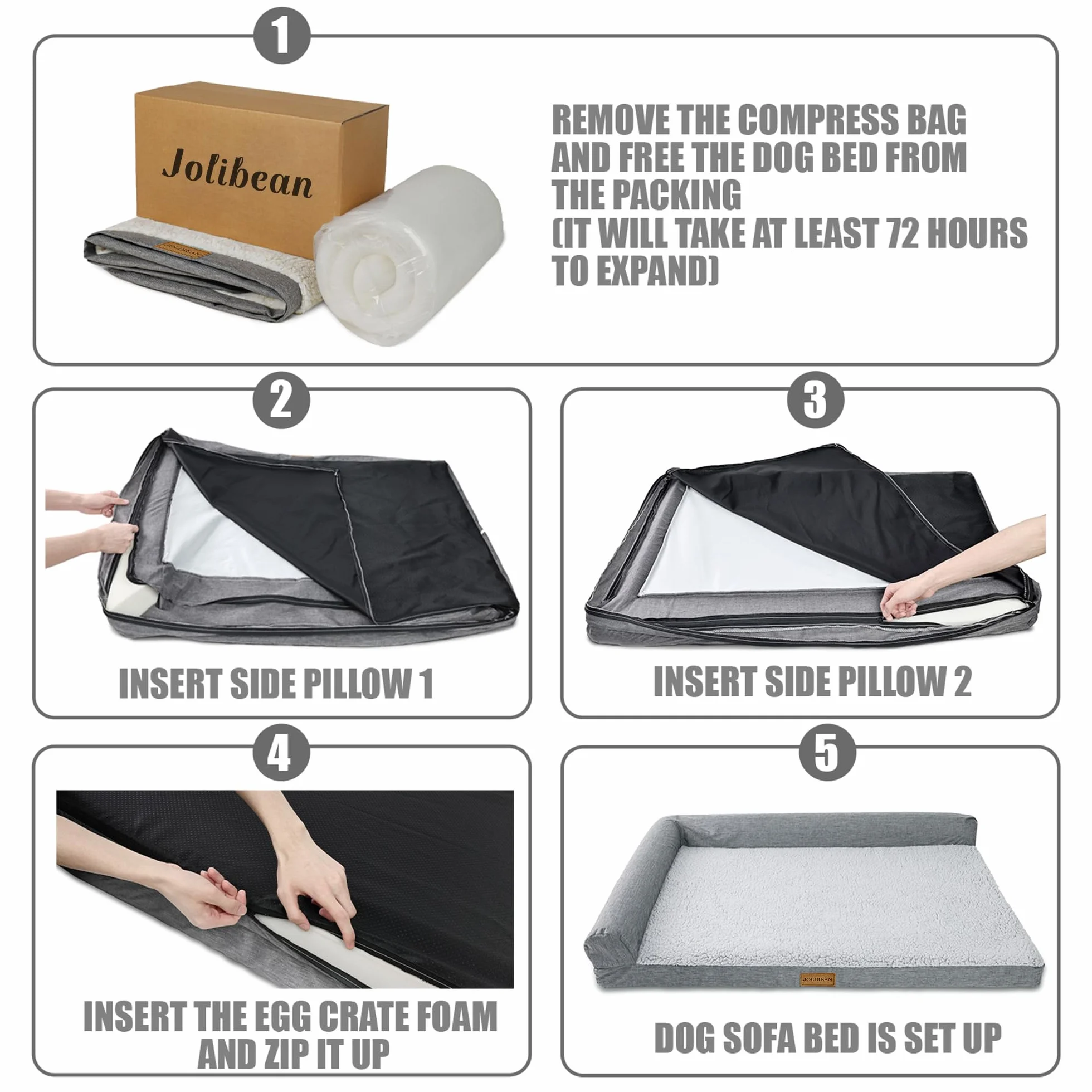 Panier Orthopédique Chien XL Forme L, Coussin Déhoussable Lavable, Tapis Imperméable, Base Antidérapante 122x76cm Noir