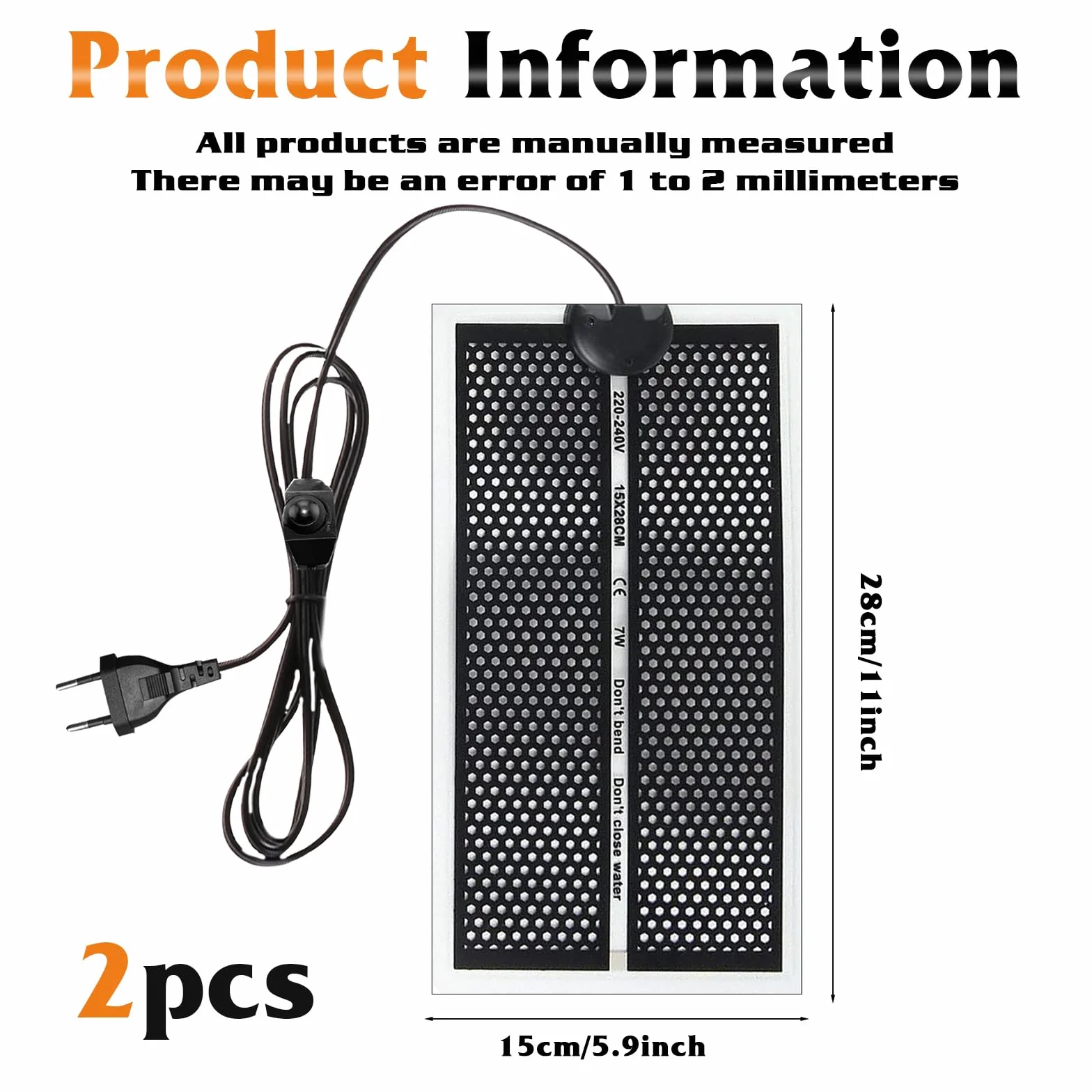 SPORWAY Tapis chauffant pour reptile 2 pièces avec régulateur de température pour terrarium