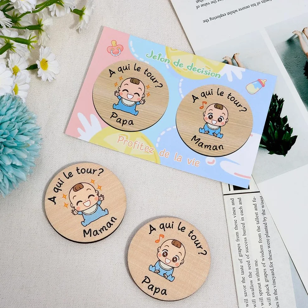 Cadeau Naissance en Bois pour Nouveaux Parents Fille Garcon