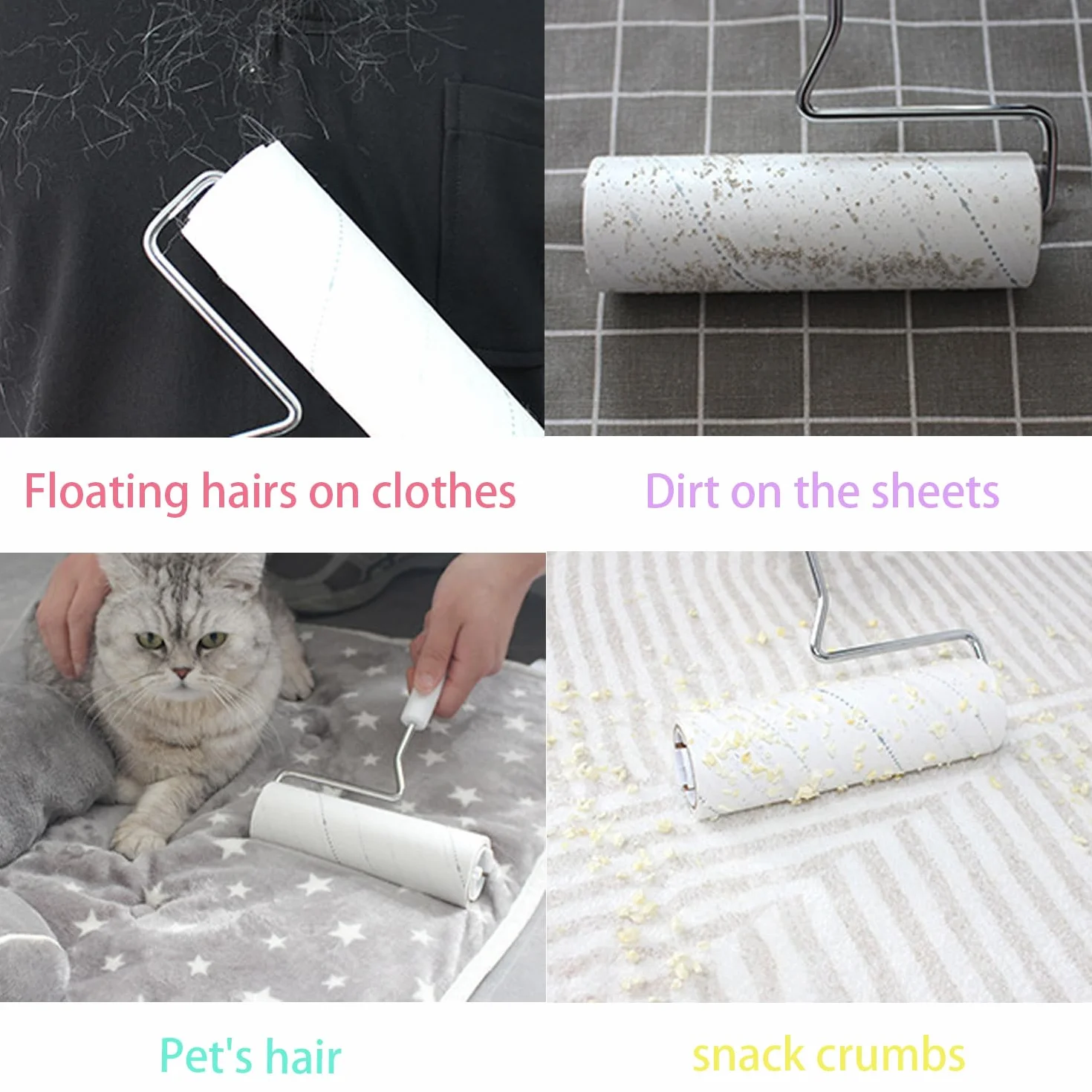 Rouleau Adhesif Vetement Poils Animaux - 1 Ensemble,Convient pour Les Vêtements,Poils de Chat, Poils de Chien, Les Canapés, Les Chambres à Coucher et Divers Autres Meubles en Peluche