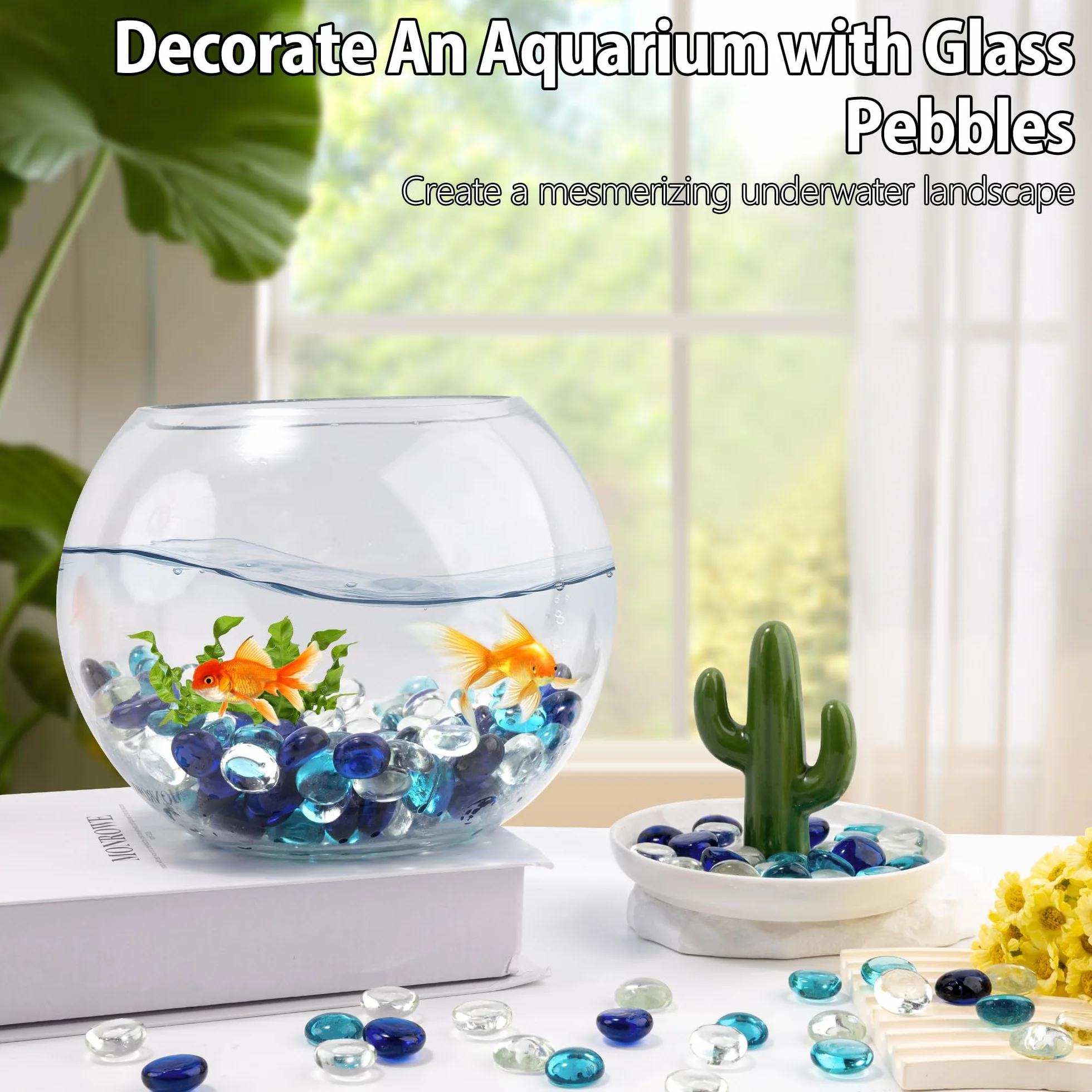 Billes de Verre Bleu 0.44 kg pour Vases, Aquarium et Décoration