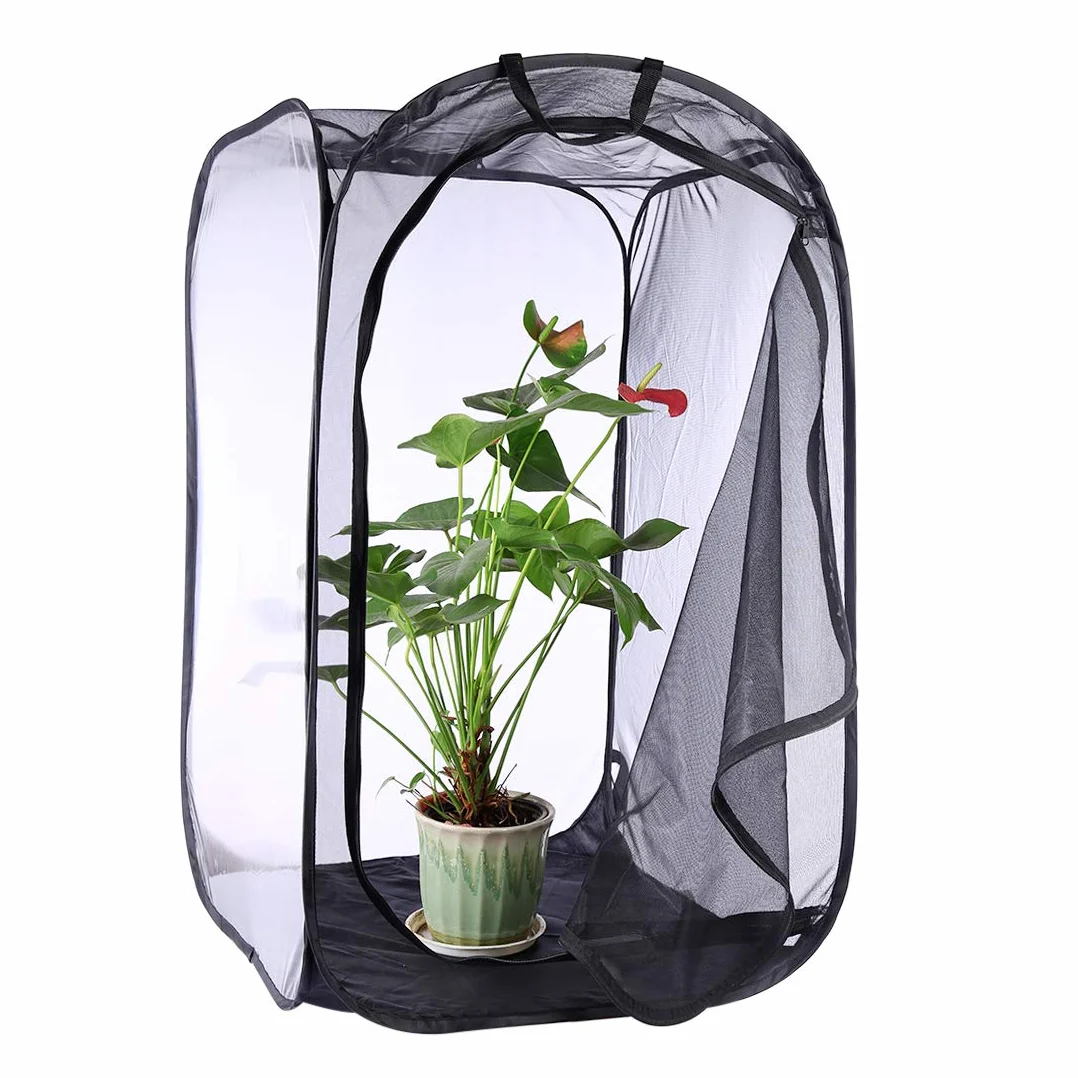 Insecte Papillon Cage de Protection Pliable Noir 60x60x90 cm Large