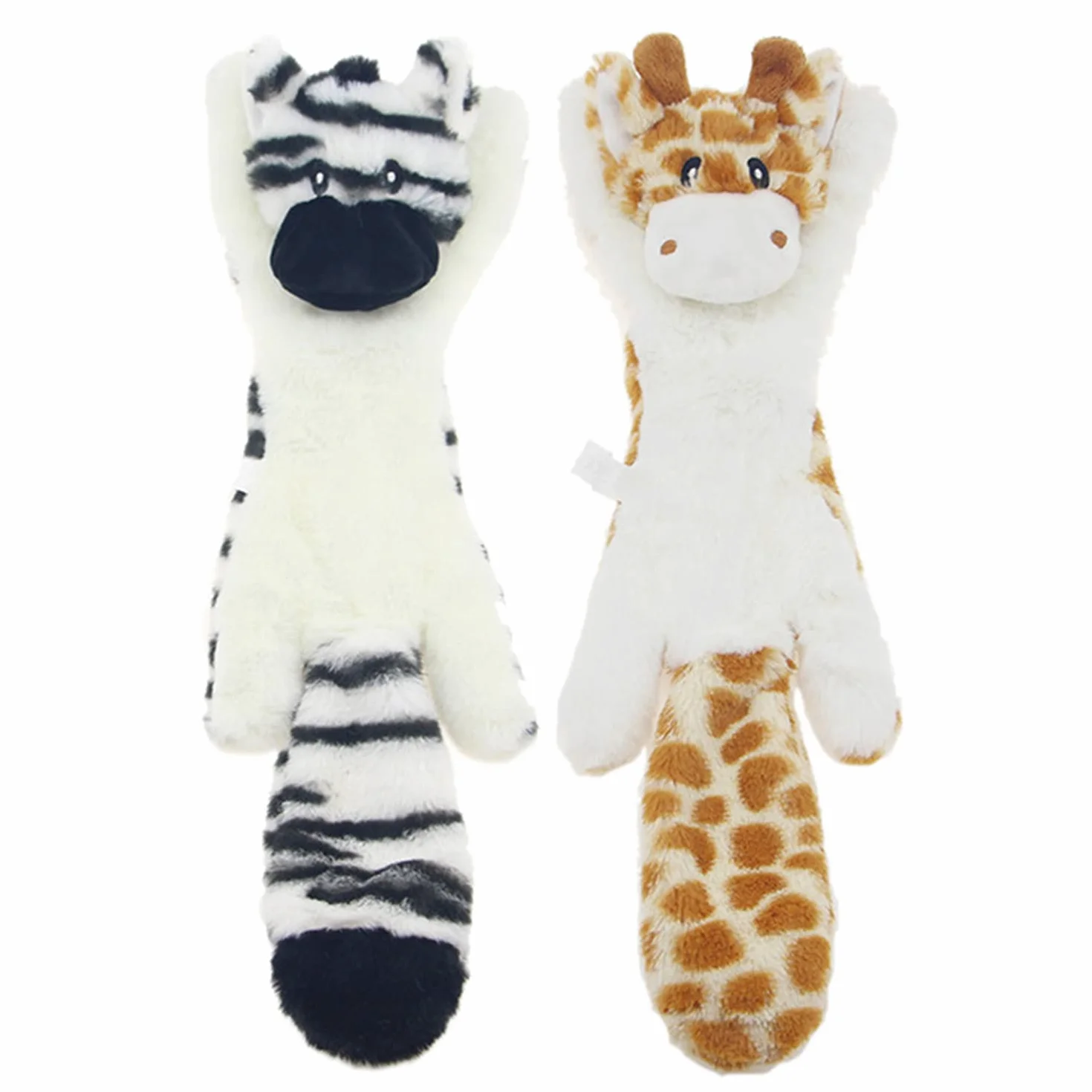 Hotype Lot de 2 Jouets Sonores en Peluche pour Chiens, Non Farcis, Sécuritaires à Mâcher, Cerf et Zèbre
