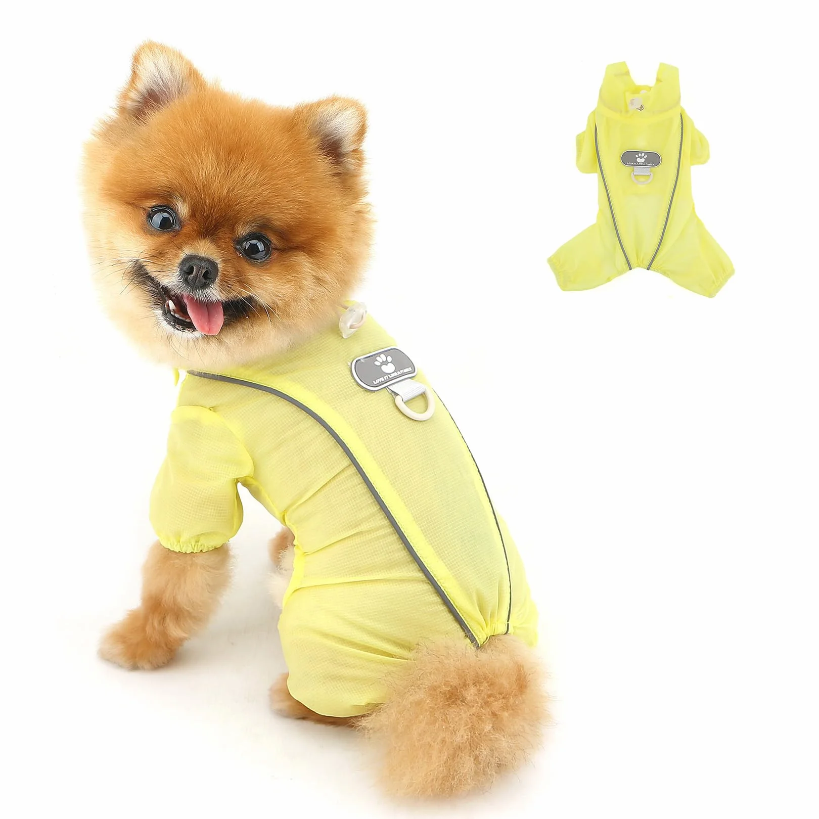 PAIDEFIL Combinaison été chien petite taille vêtement protection solaire respirant rafraîchissant bouton jaune M