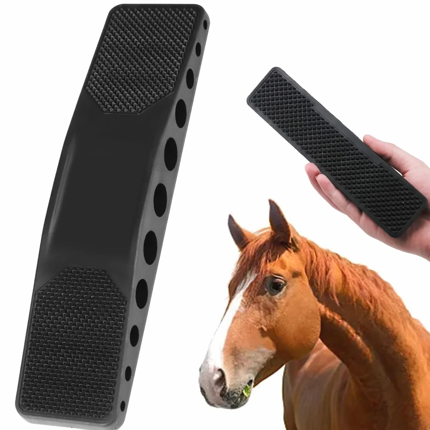 LATRAT Brosse pour Chevaux 6 en 1 en Caoutchouc, Élimination des Poils Lâches, Toiletteur pour Chevaux et Animaux Domestiques, Peigne de Massage pour Chien