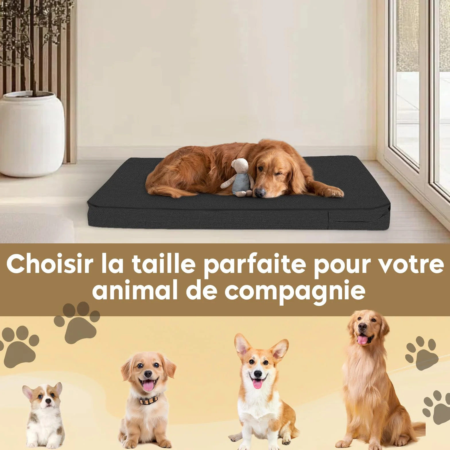 Housse de Rechange Imperméable pour Lit Chien, Housse Protection Cage Chien, Tissu Imperméable, Remplacement Matelas, XL