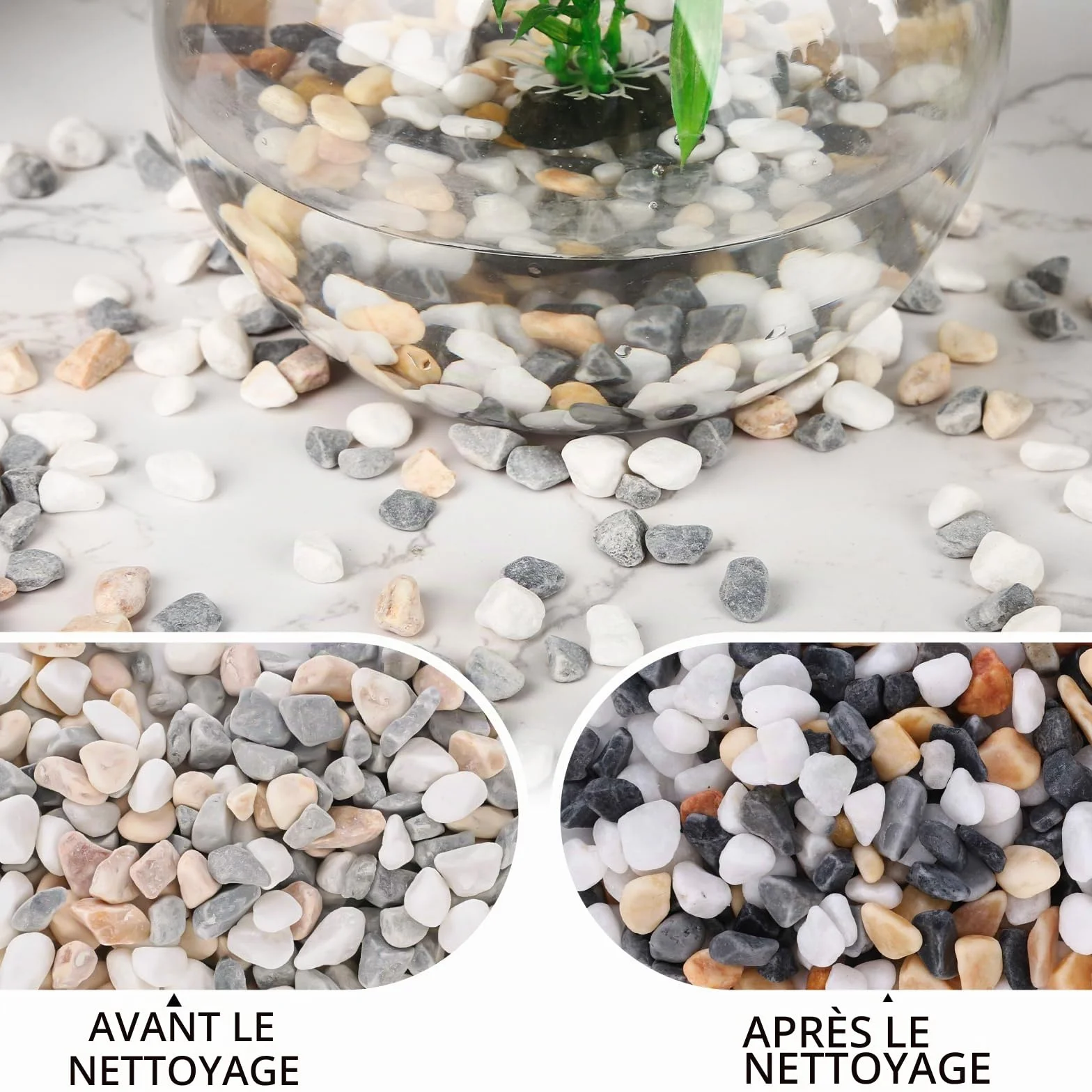 Galets en jade poli 900 g pour aquarium, décoration de jardin, pot de fleurs et vase
