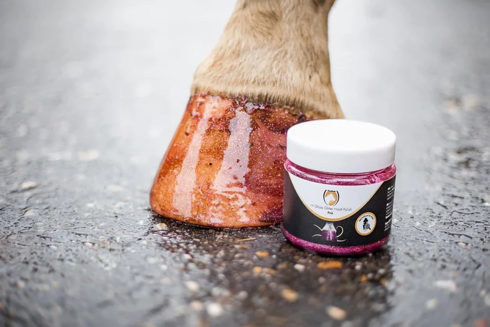 Holland Animal Care Hi Gloss Glitter Hoof Polish 150 ml Rose - Paillettes pour sabots et pelages - Soin des sabots Hydratant